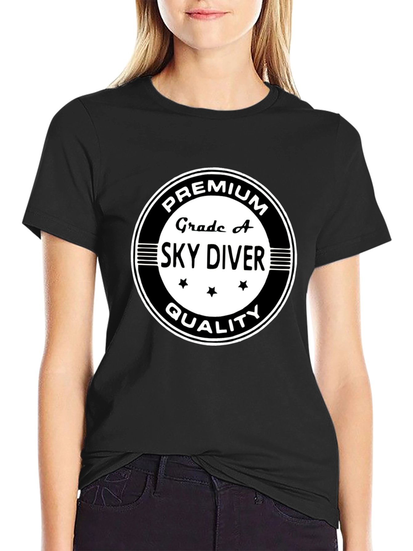 Grade A Sky Diver Premium Quality Black T-Shirt