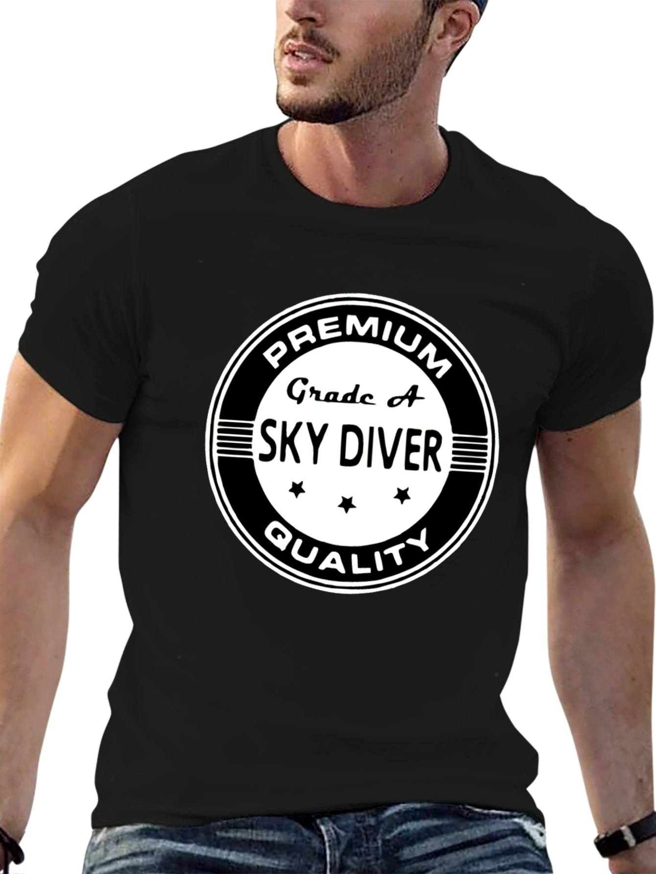 Grade A Sky Diver Premium Quality Black T-Shirt