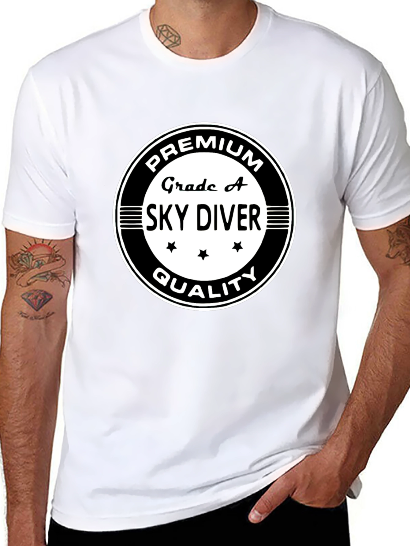 Grade A Sky Diver Premium Quality Black T-Shirt