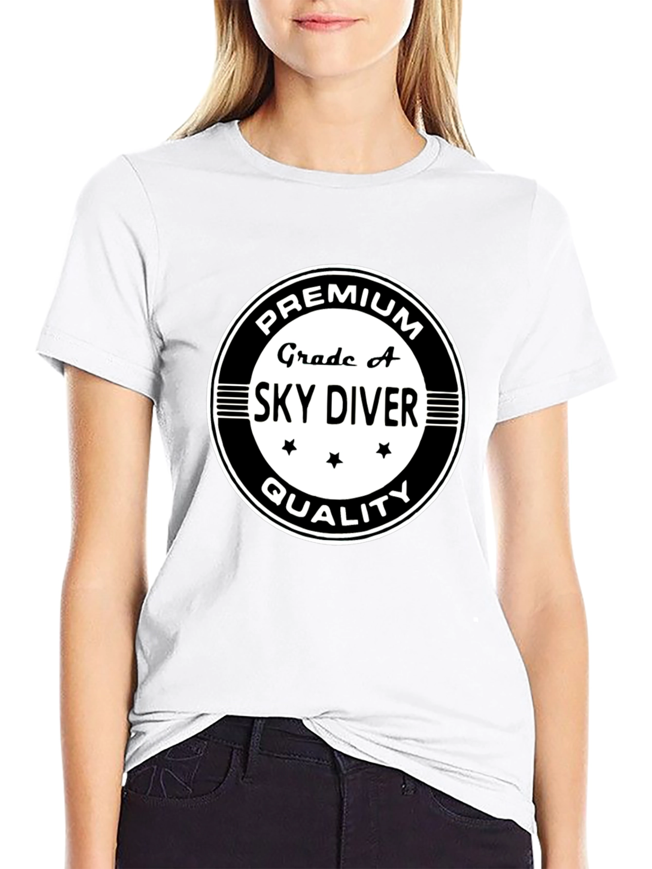 Grade A Sky Diver Premium Quality Black T-Shirt