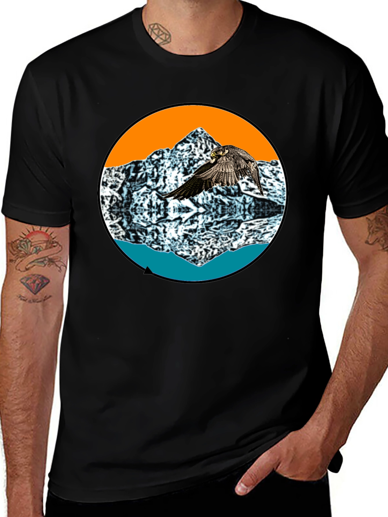 Mountain Bird Graphic Tee - Black