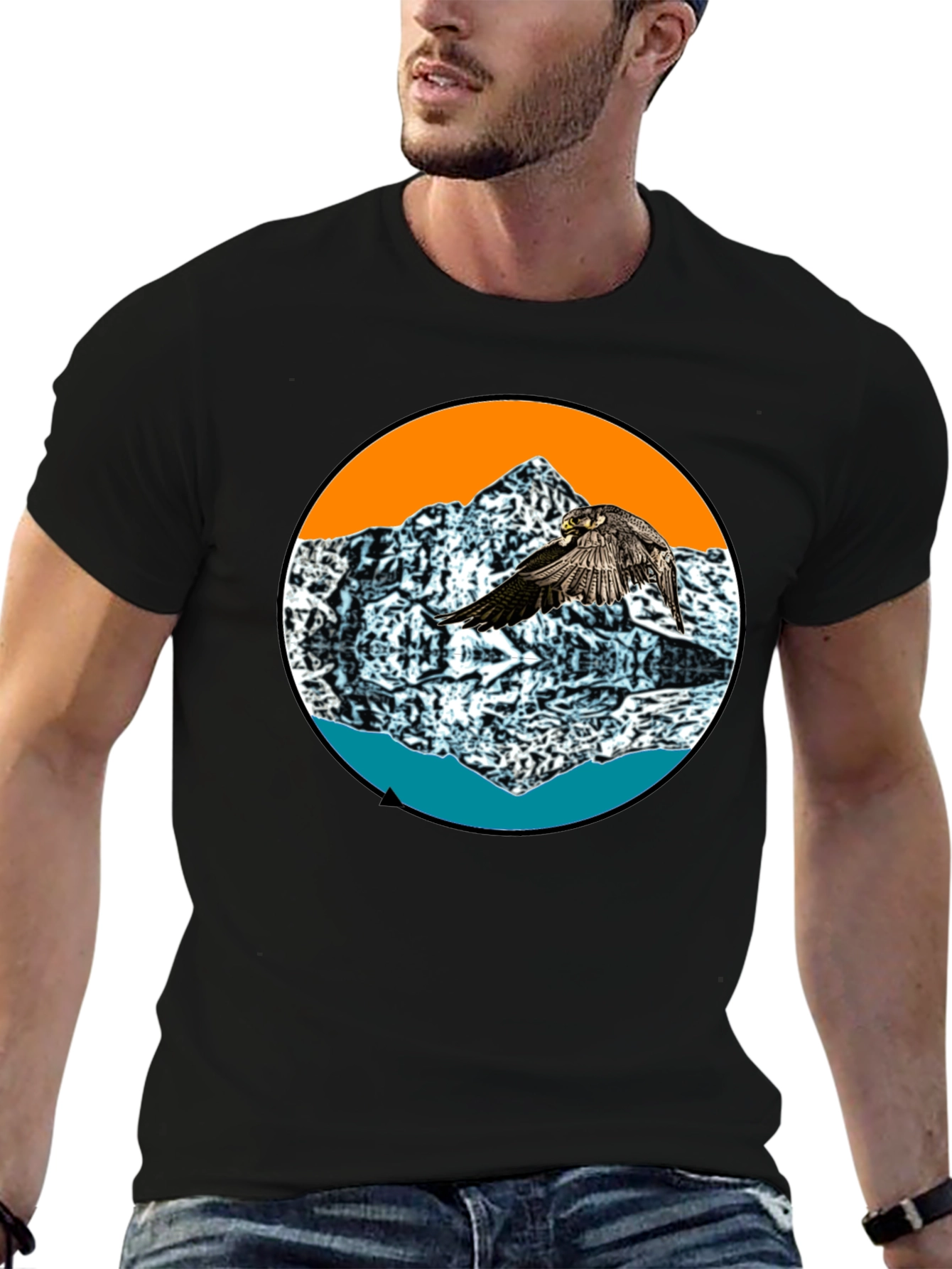 Mountain Bird Graphic Tee - Black