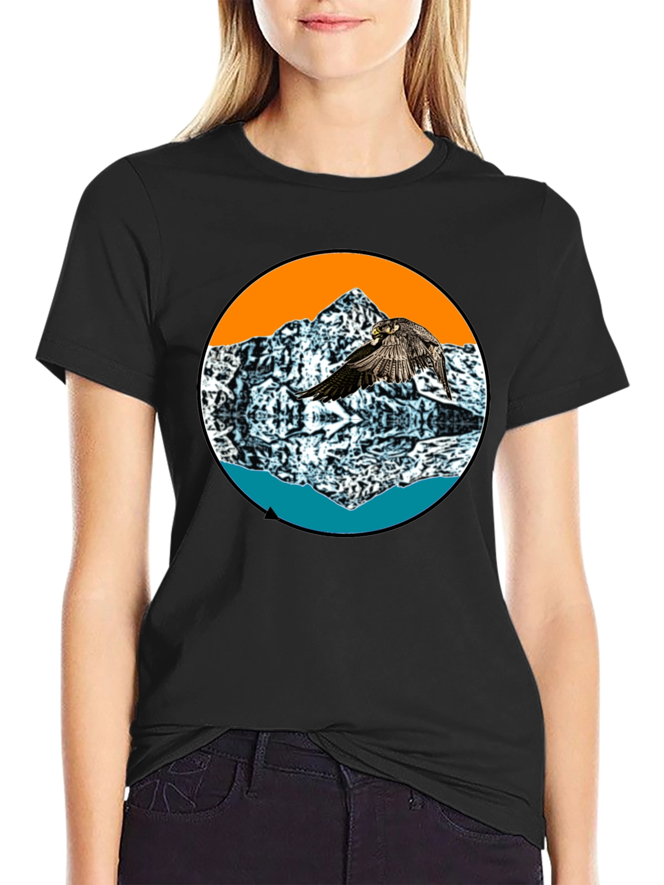 Mountain Bird Graphic Tee - Black