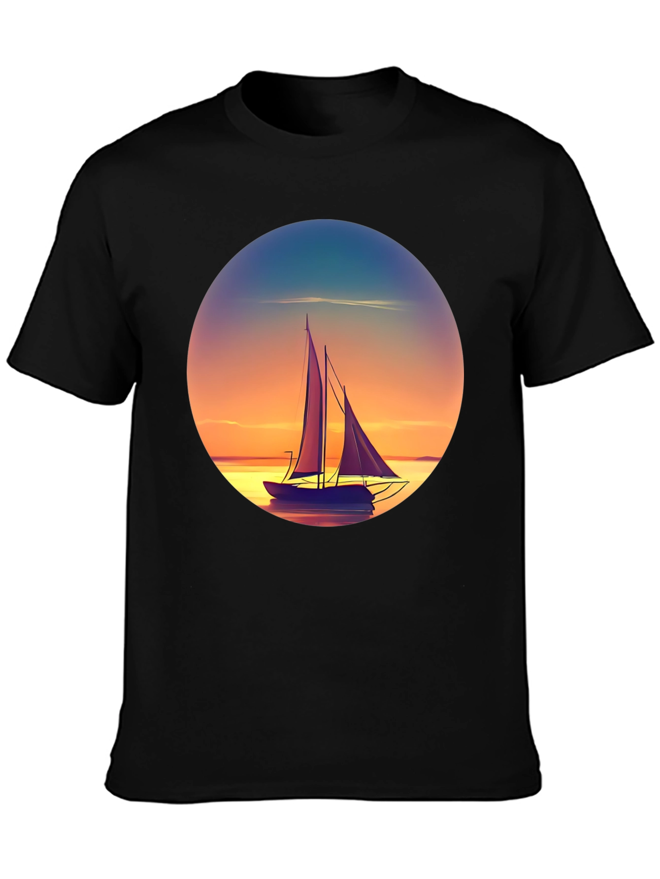 Sunset Sailboat Graphic Tee - Relaxed Fit
