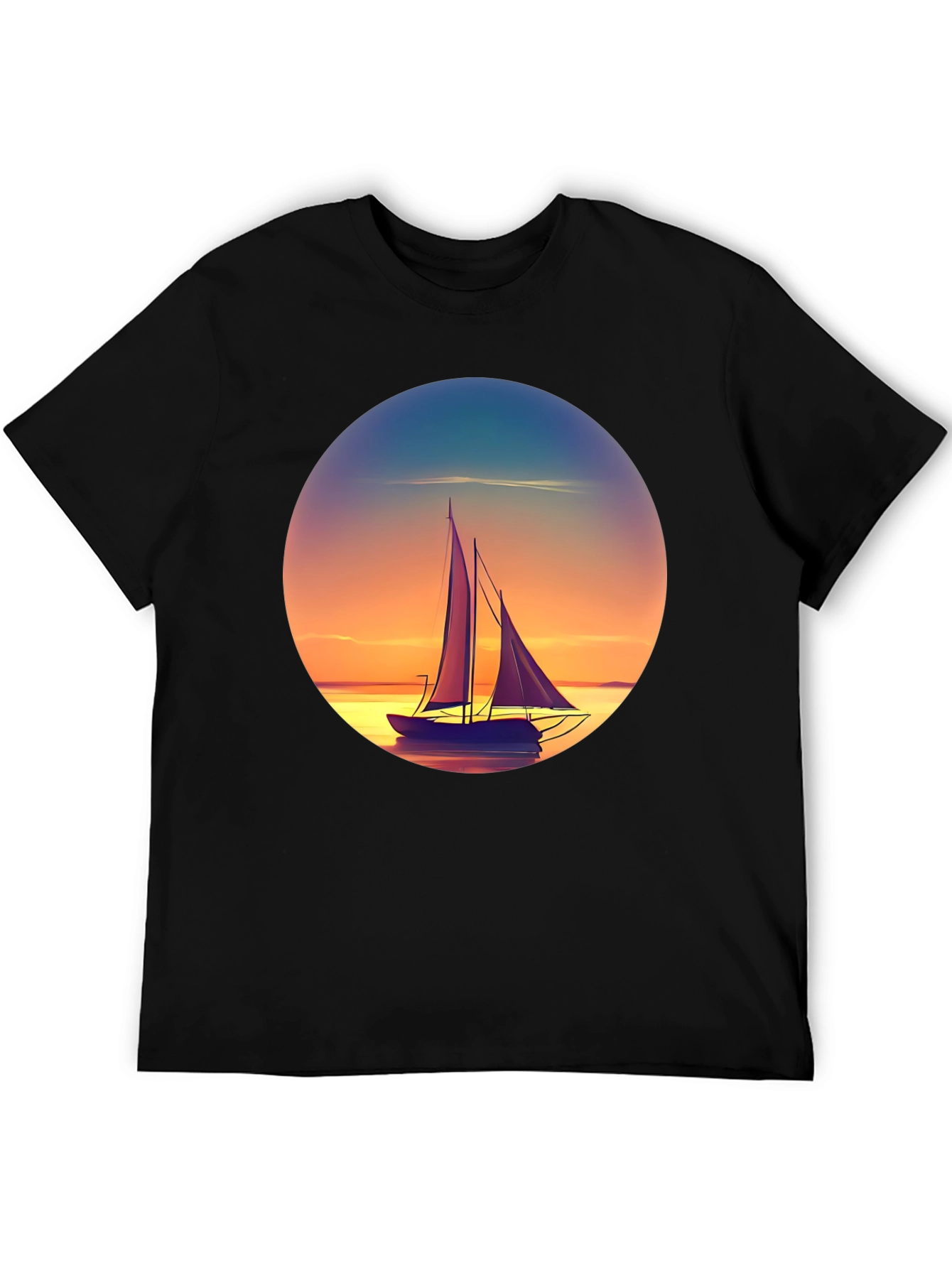 Sunset Sailboat Graphic Tee - Relaxed Fit