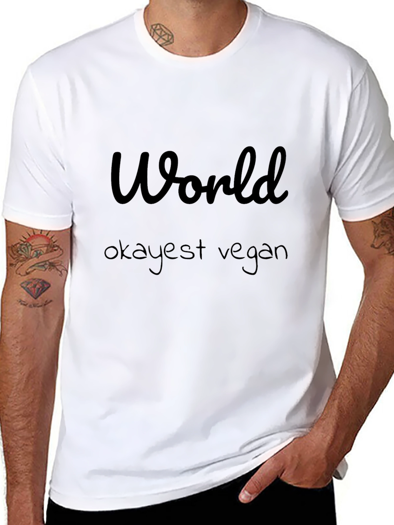 Worlds Okayest Vegan Graphic Tee - Black