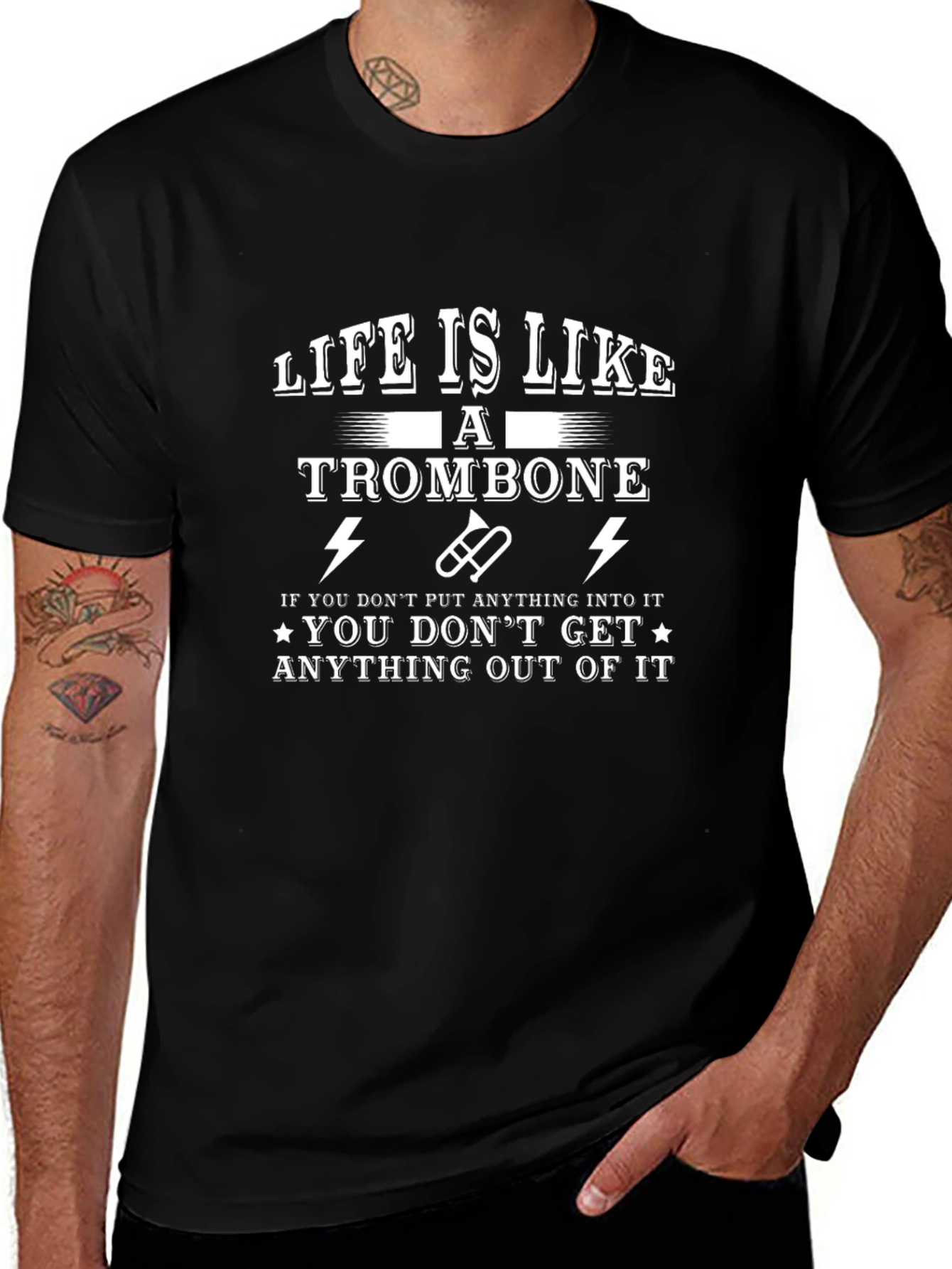 Life Is Like a Trombone Black T-Shirt