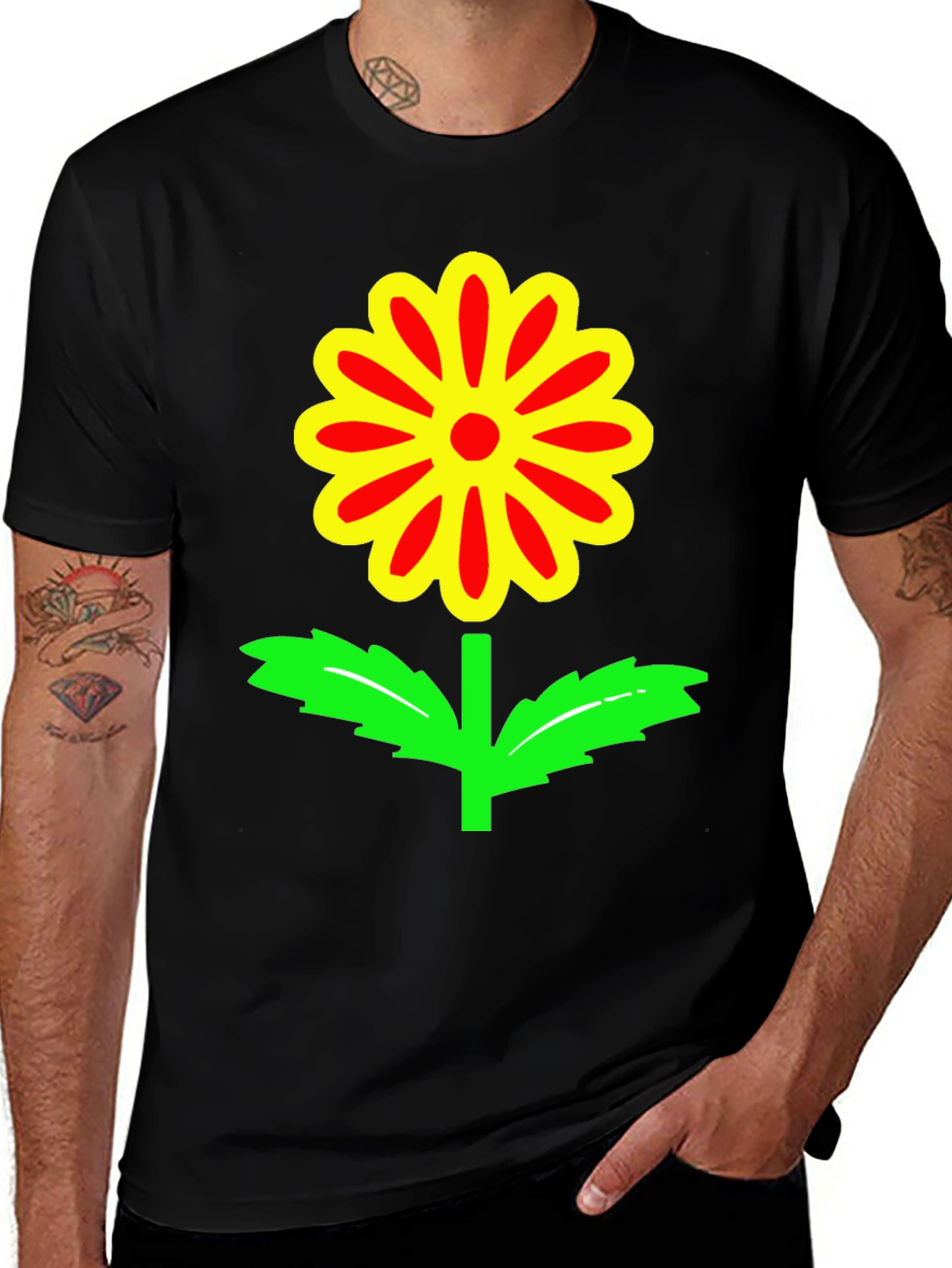Flower Power Black T-Shirt