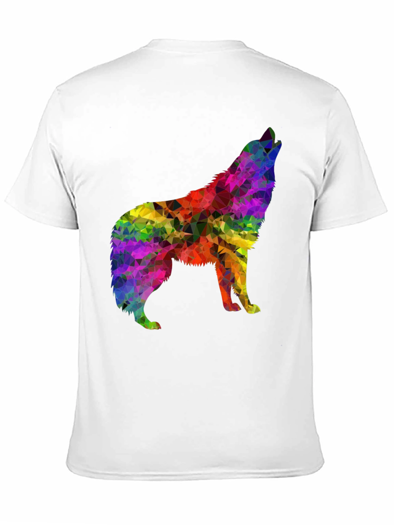 Rainbow Geometric Wolf Graphic Tee - Black