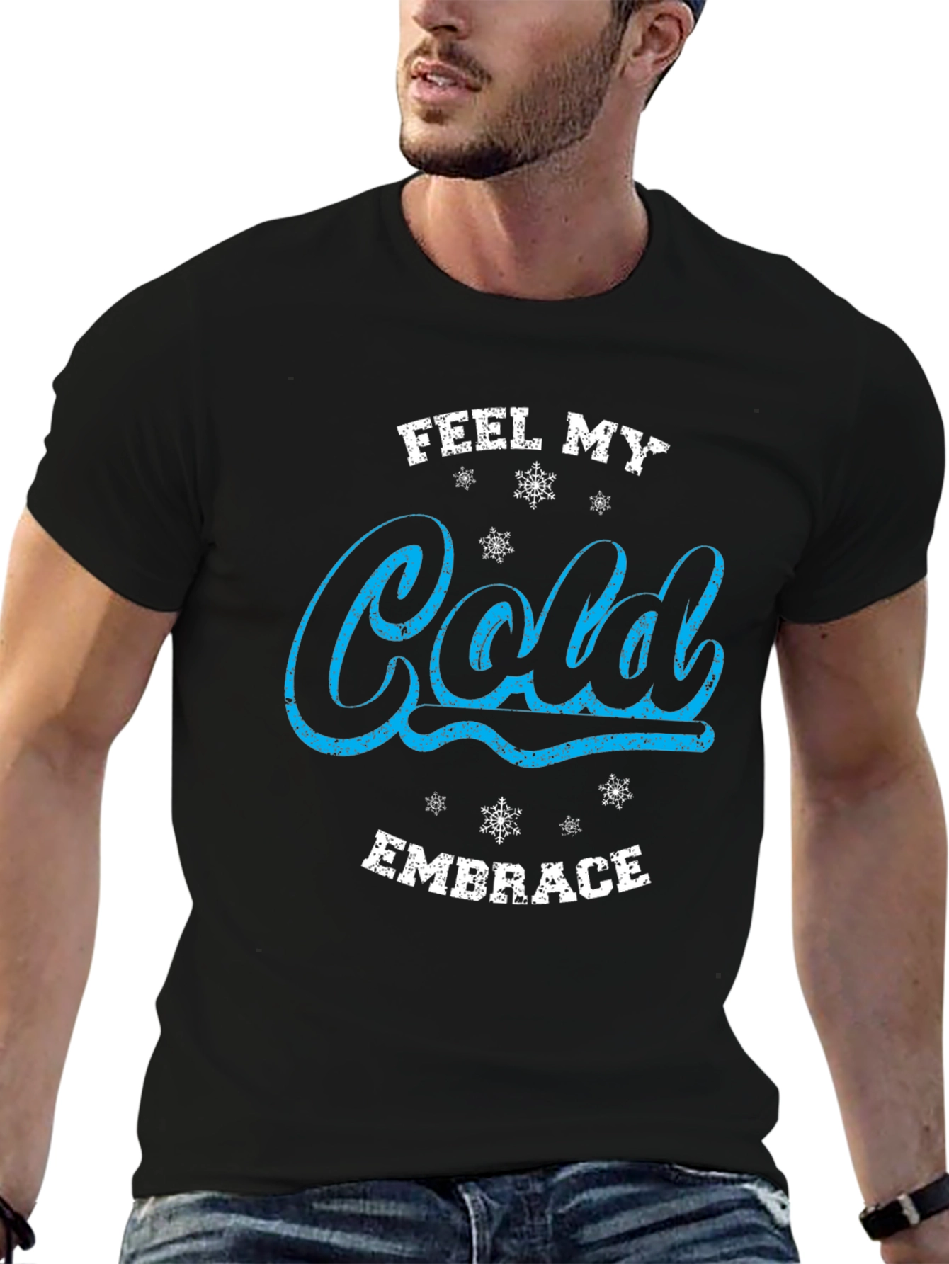 Feel My Cold Embrace Black Graphic Tee Shirt