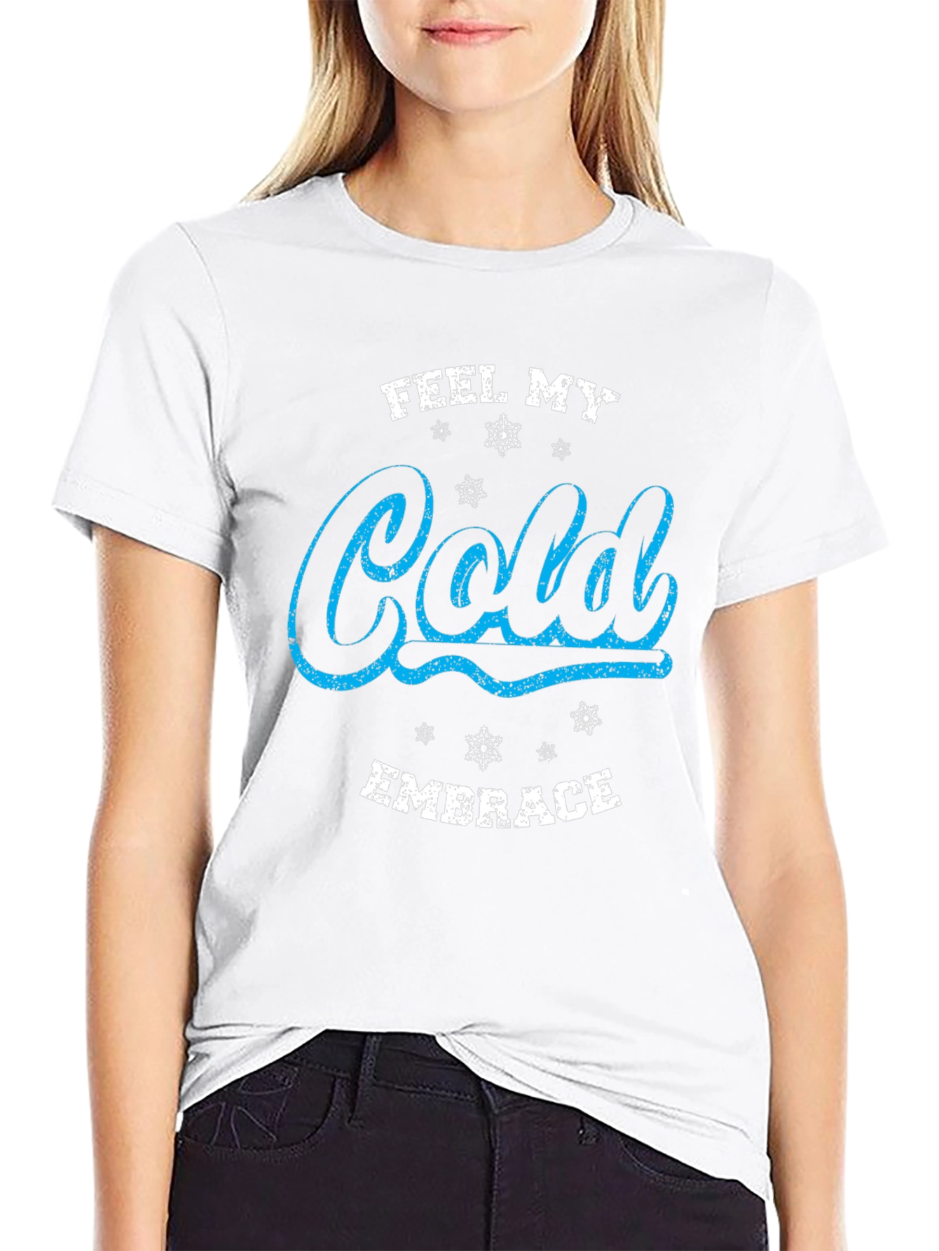 Feel My Cold Embrace Black Graphic Tee Shirt