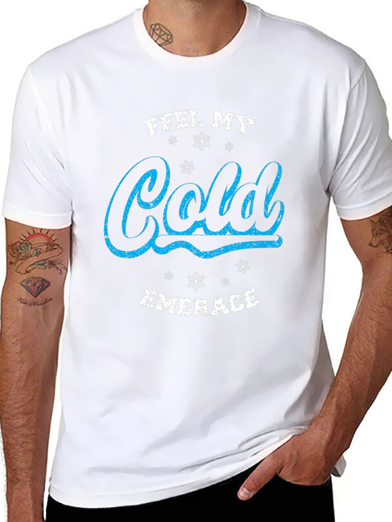 Feel My Cold Embrace Black Graphic Tee Shirt