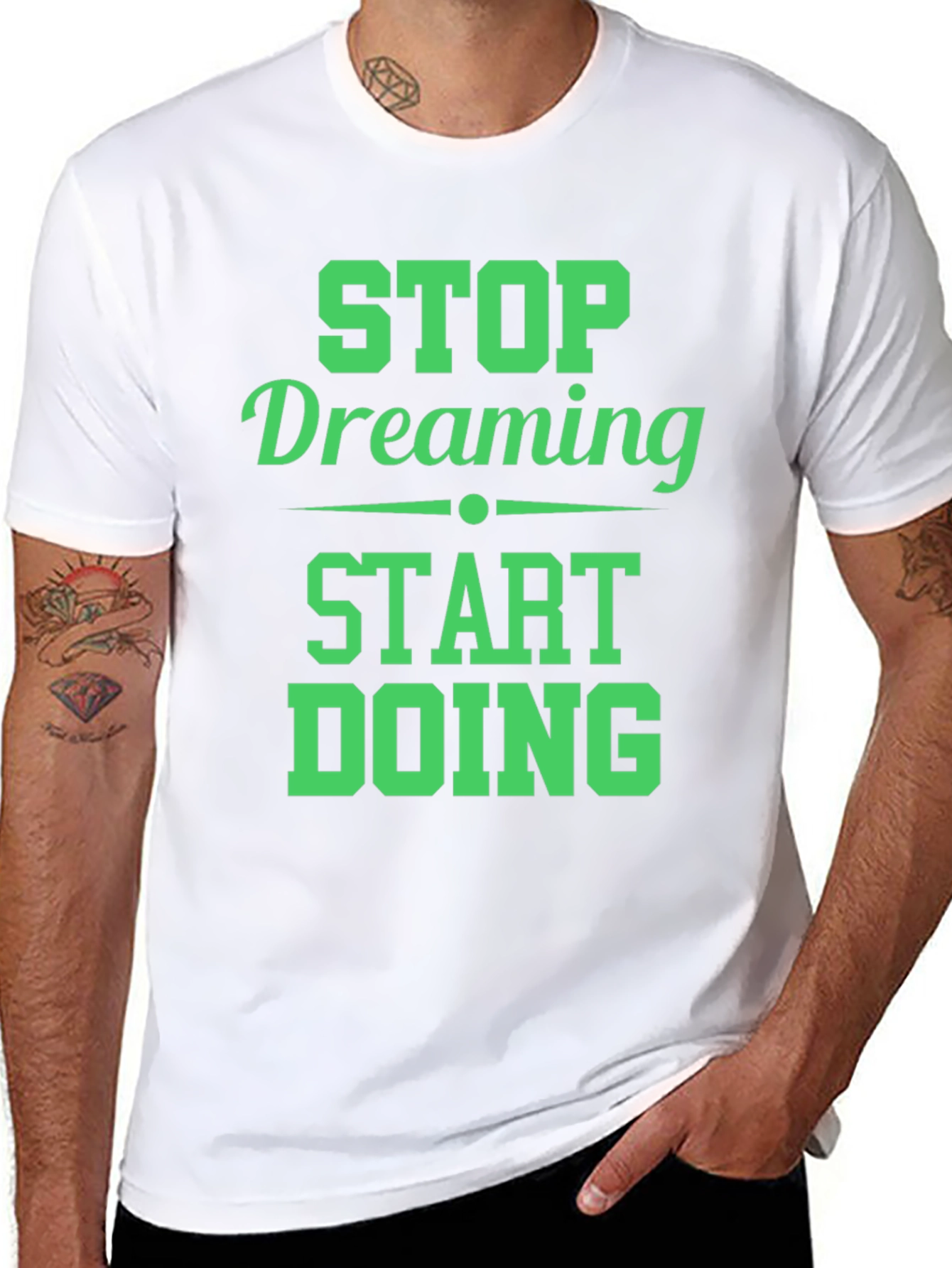 Motivational Stop Dreaming Start Doing Black T-Shirt