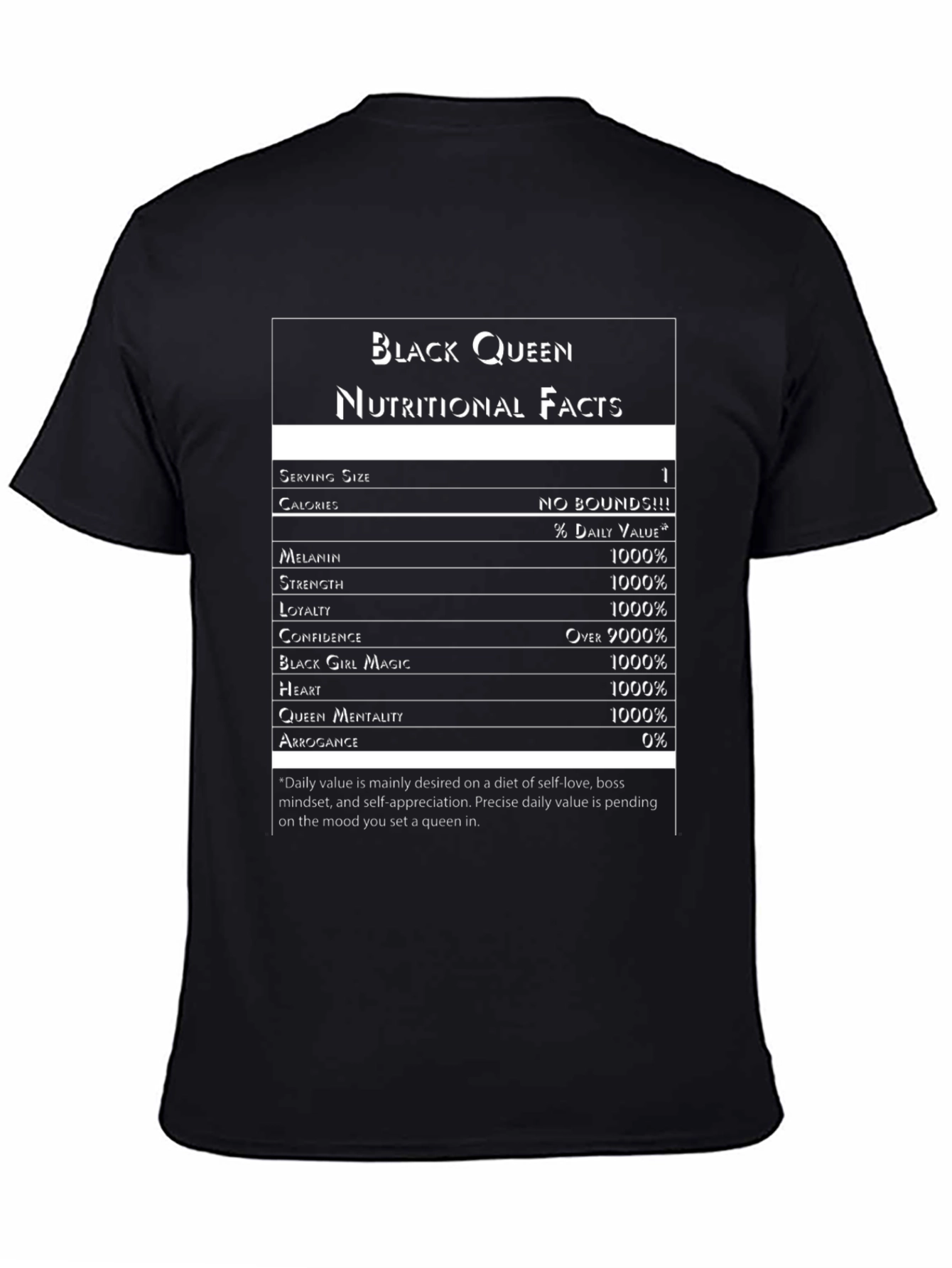 Black Queen Nutritional Facts Graphic Tee