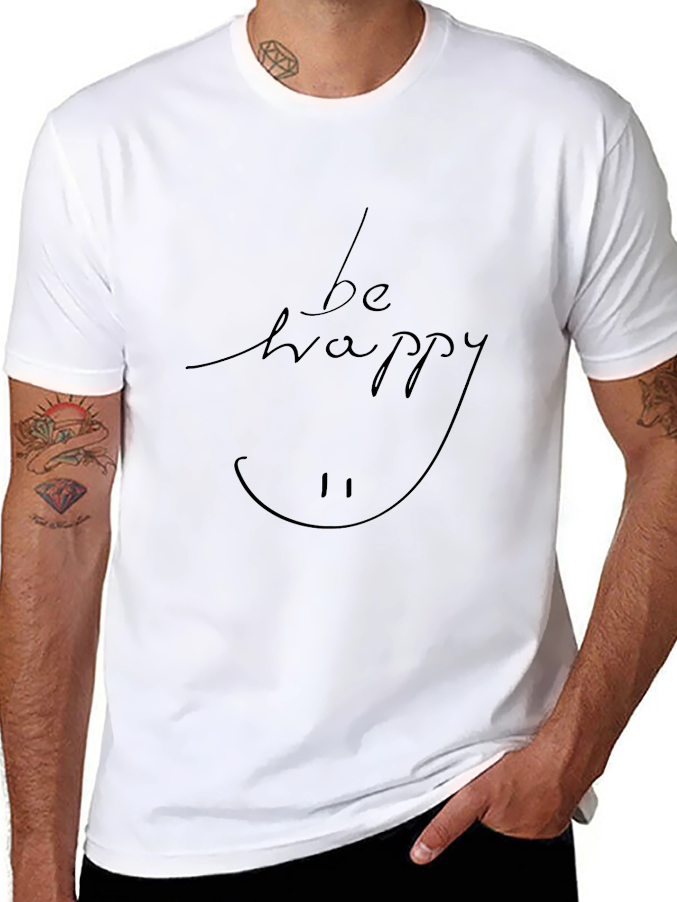 Be Happy Graphic T-Shirt - Mens Black Tee