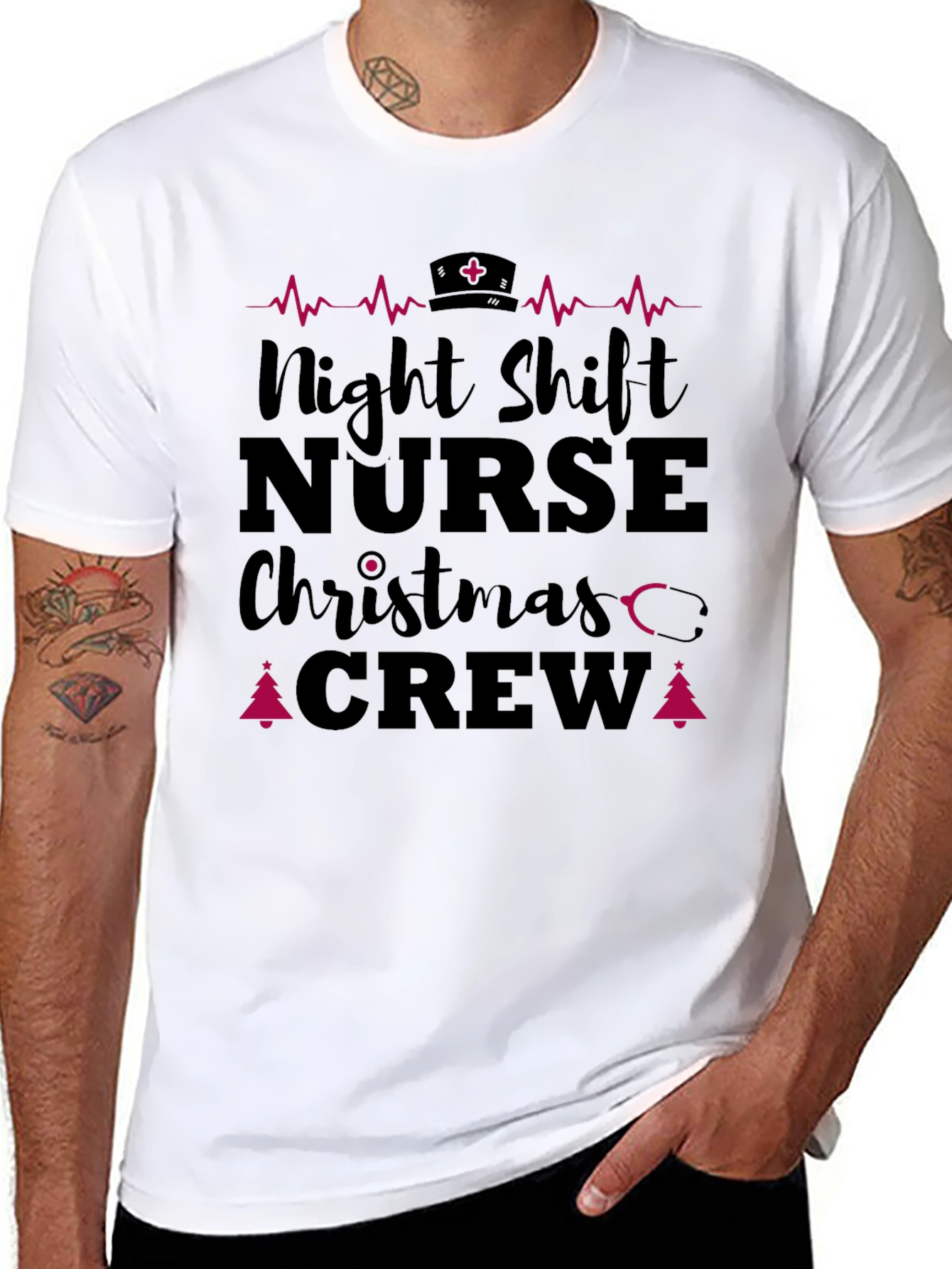 Night Shift Nurse Christmas Crew T-Shirt