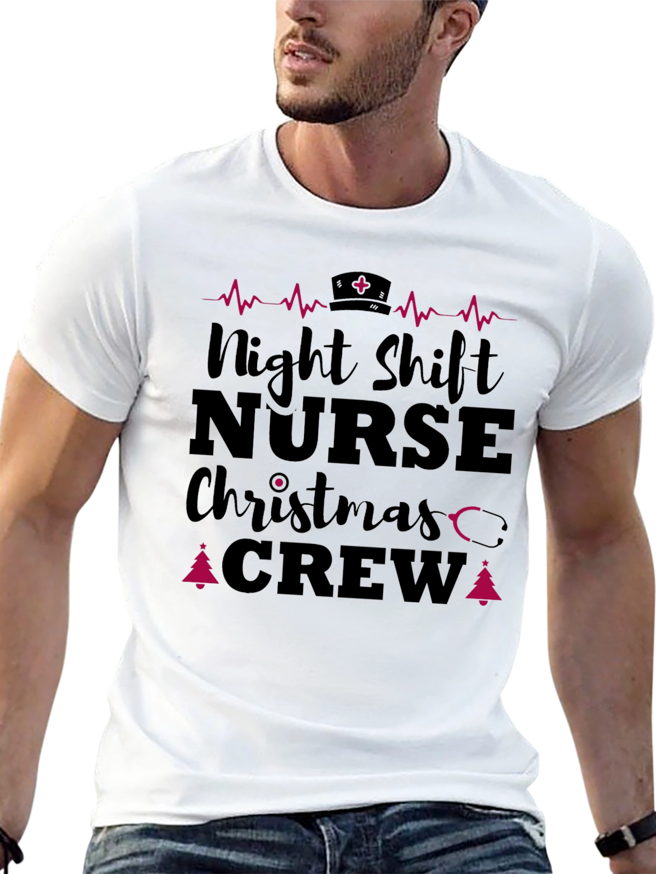 Night Shift Nurse Christmas Crew T-Shirt