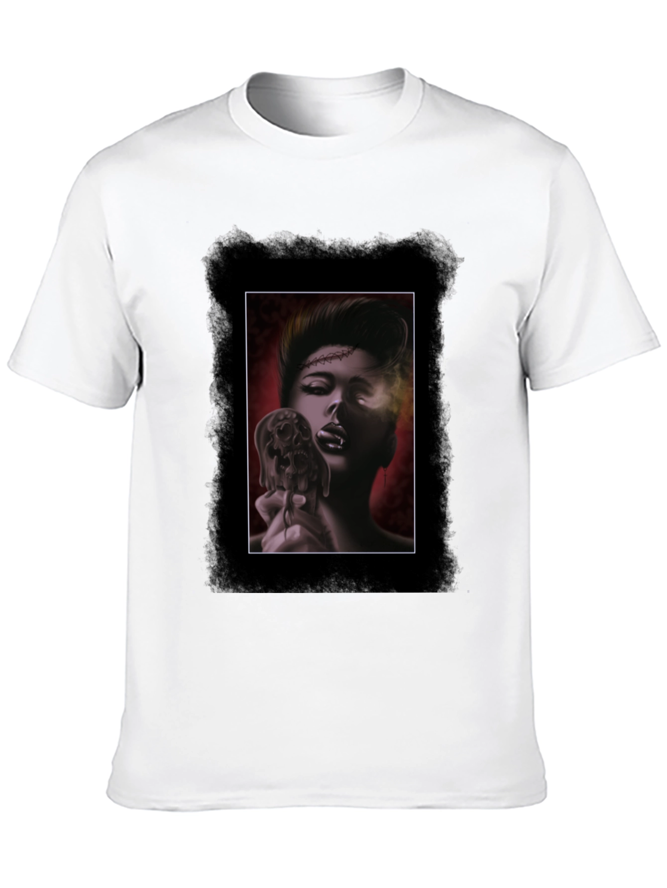 Gothic Skull Vampire Graphic Black T-Shirt