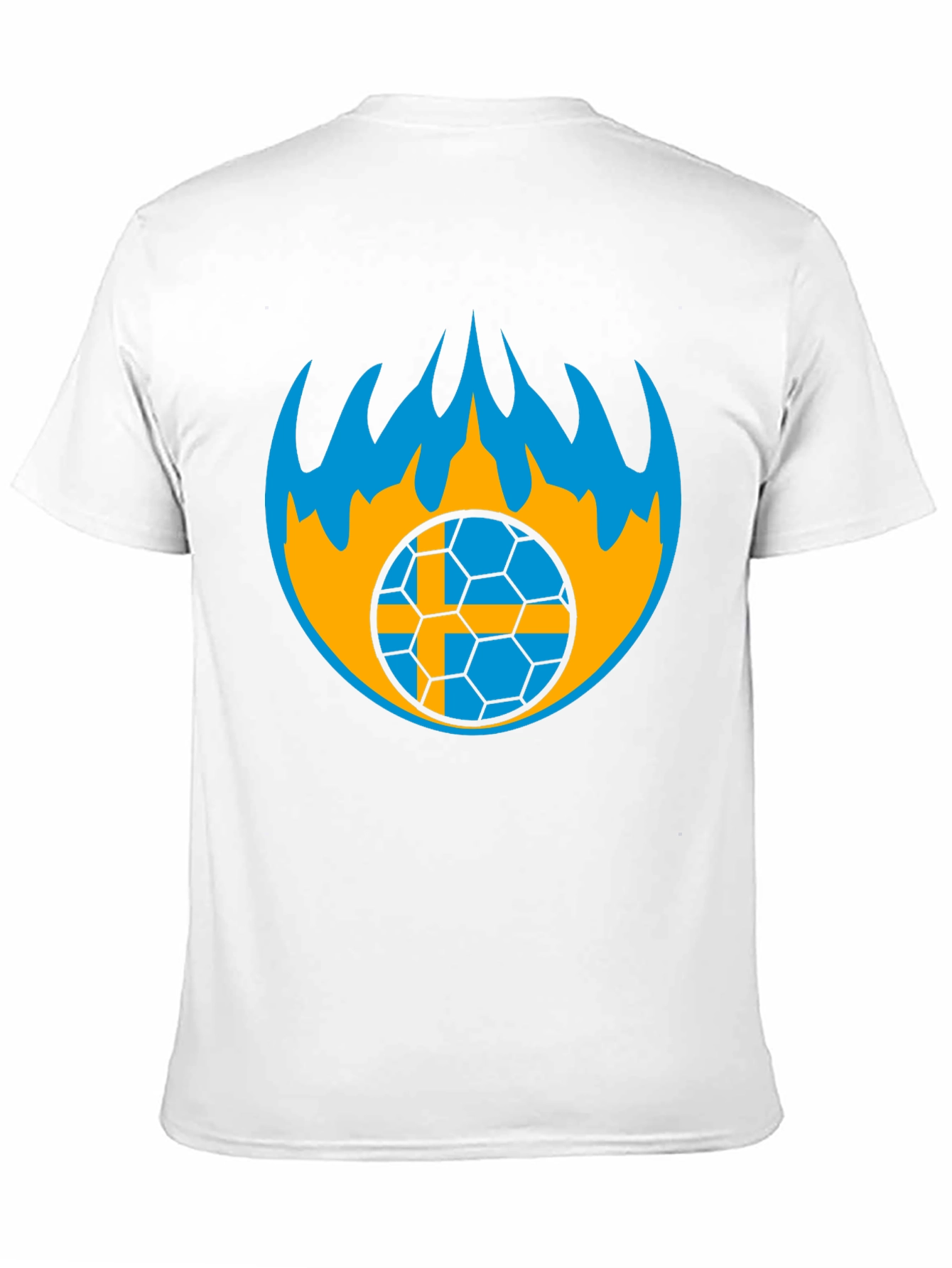 Sweden Soccer Ball Flames Graphic Tee - Black