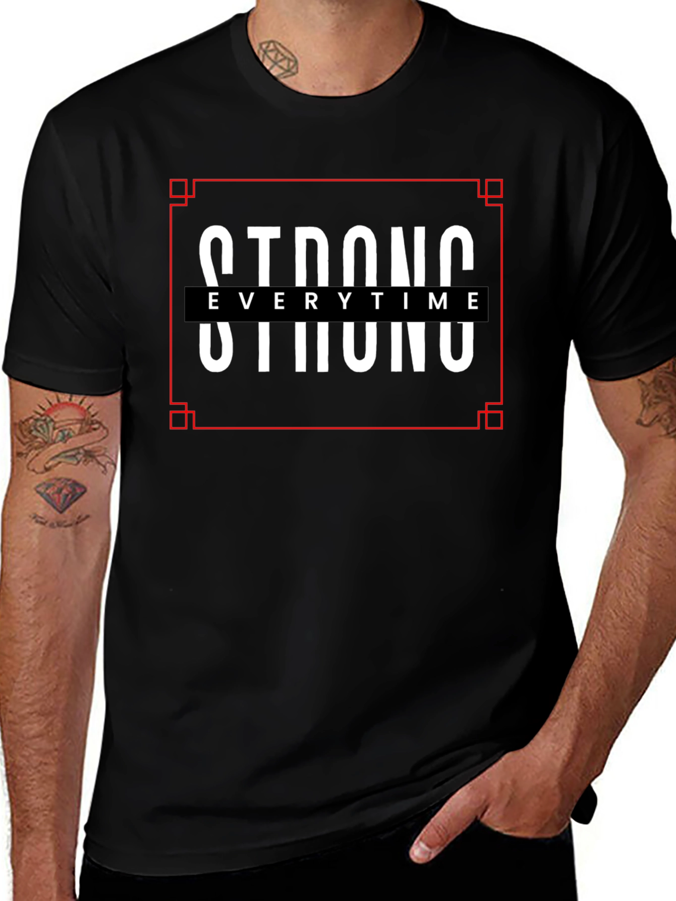 Strong Everytime Black Graphic T-Shirt
