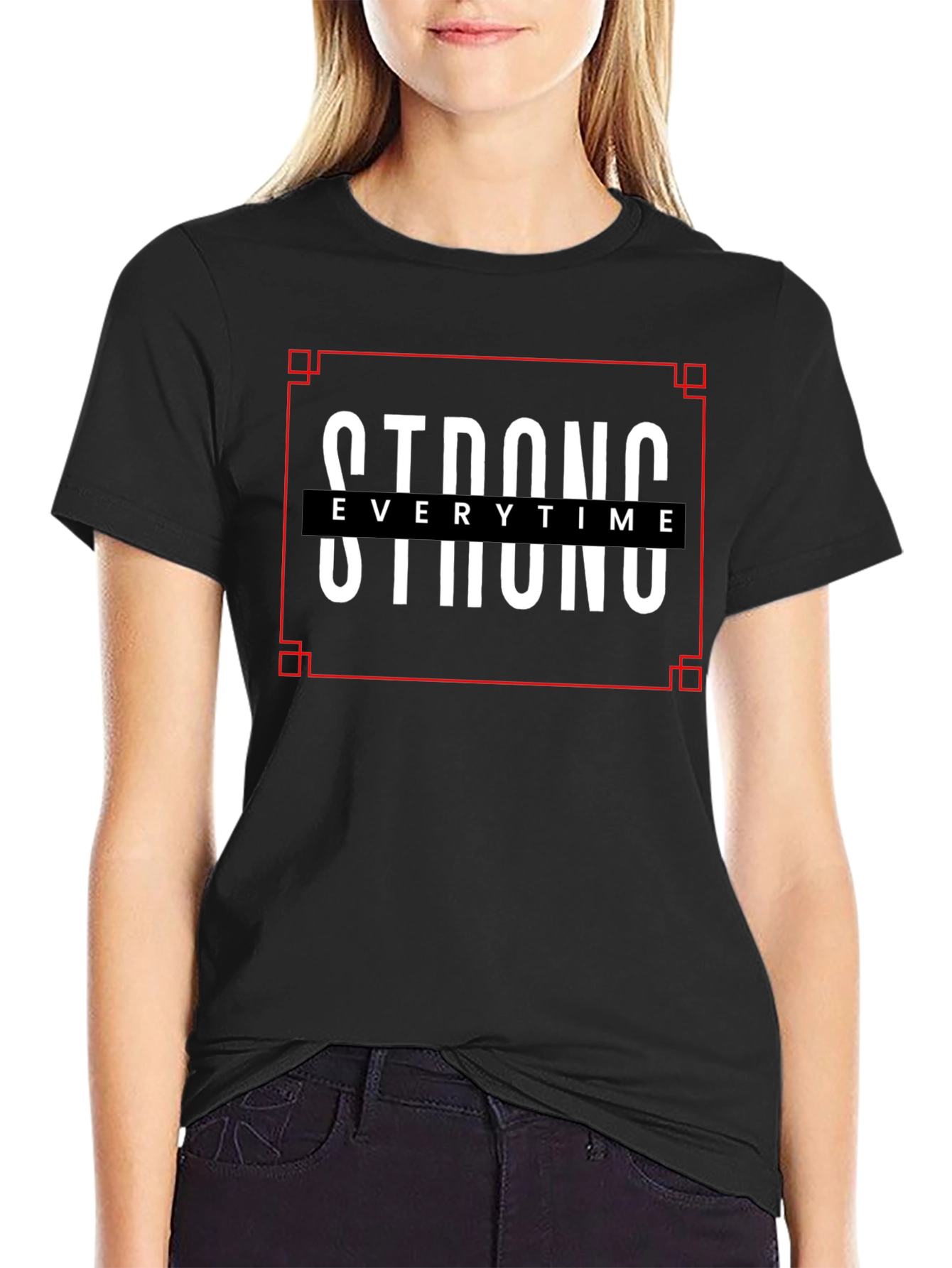 Strong Everytime Black Graphic T-Shirt