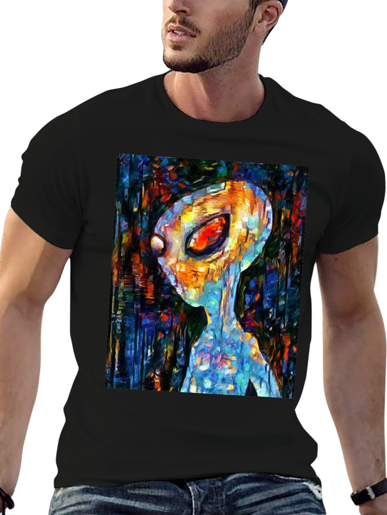Abstract Alien Art T-Shirt - Black