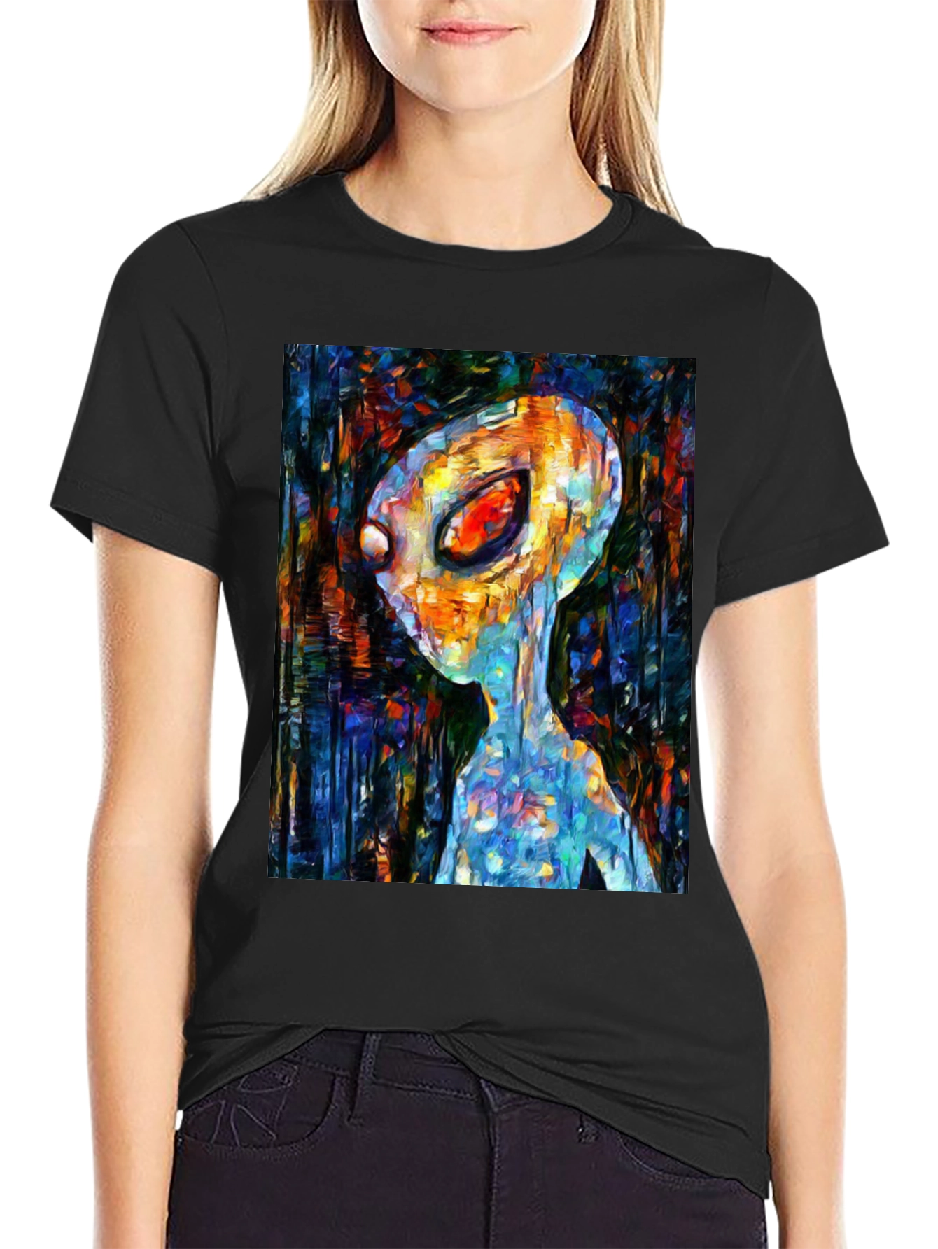 Abstract Alien Art T-Shirt - Black