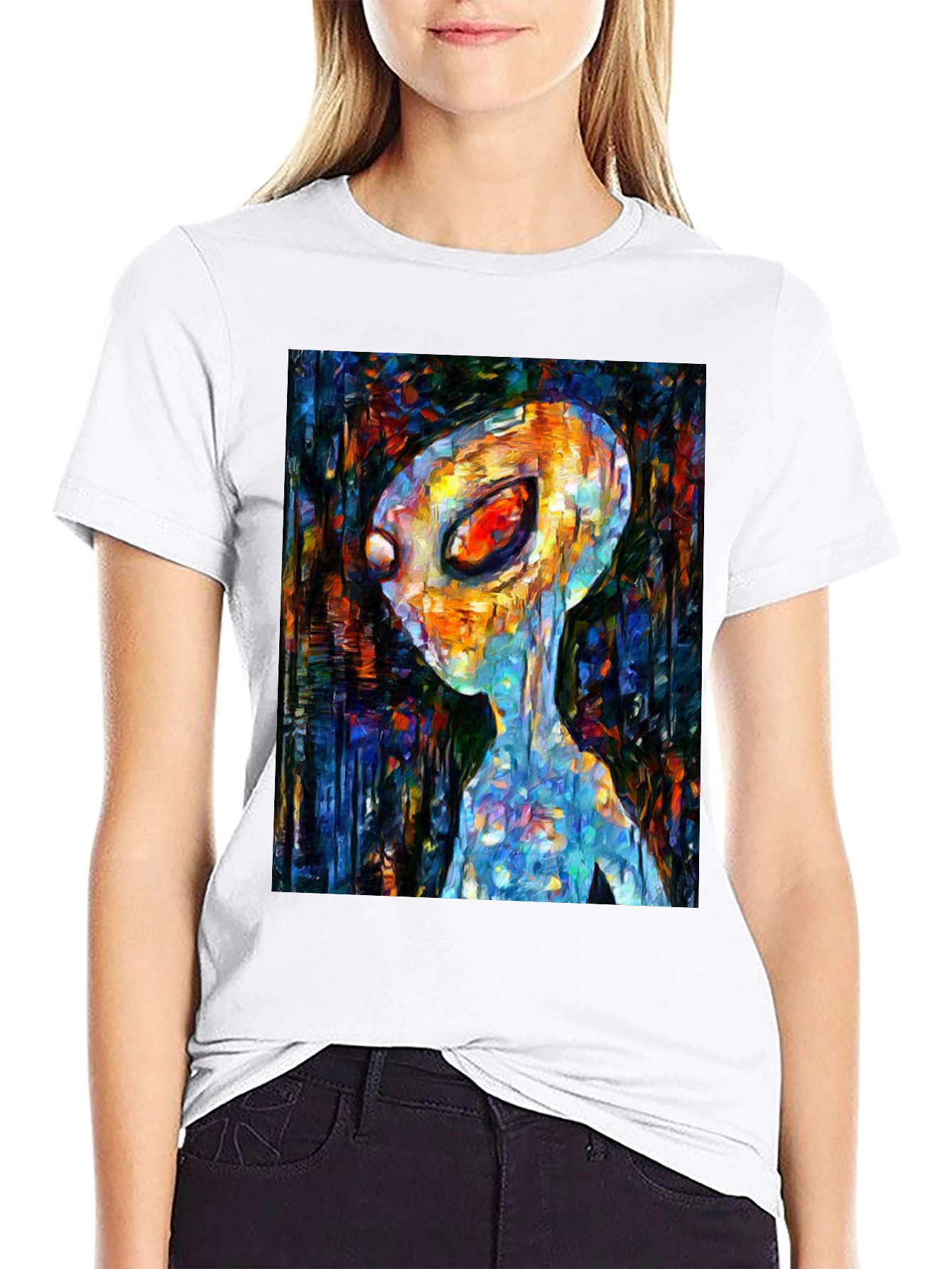 Abstract Alien Art T-Shirt - Black