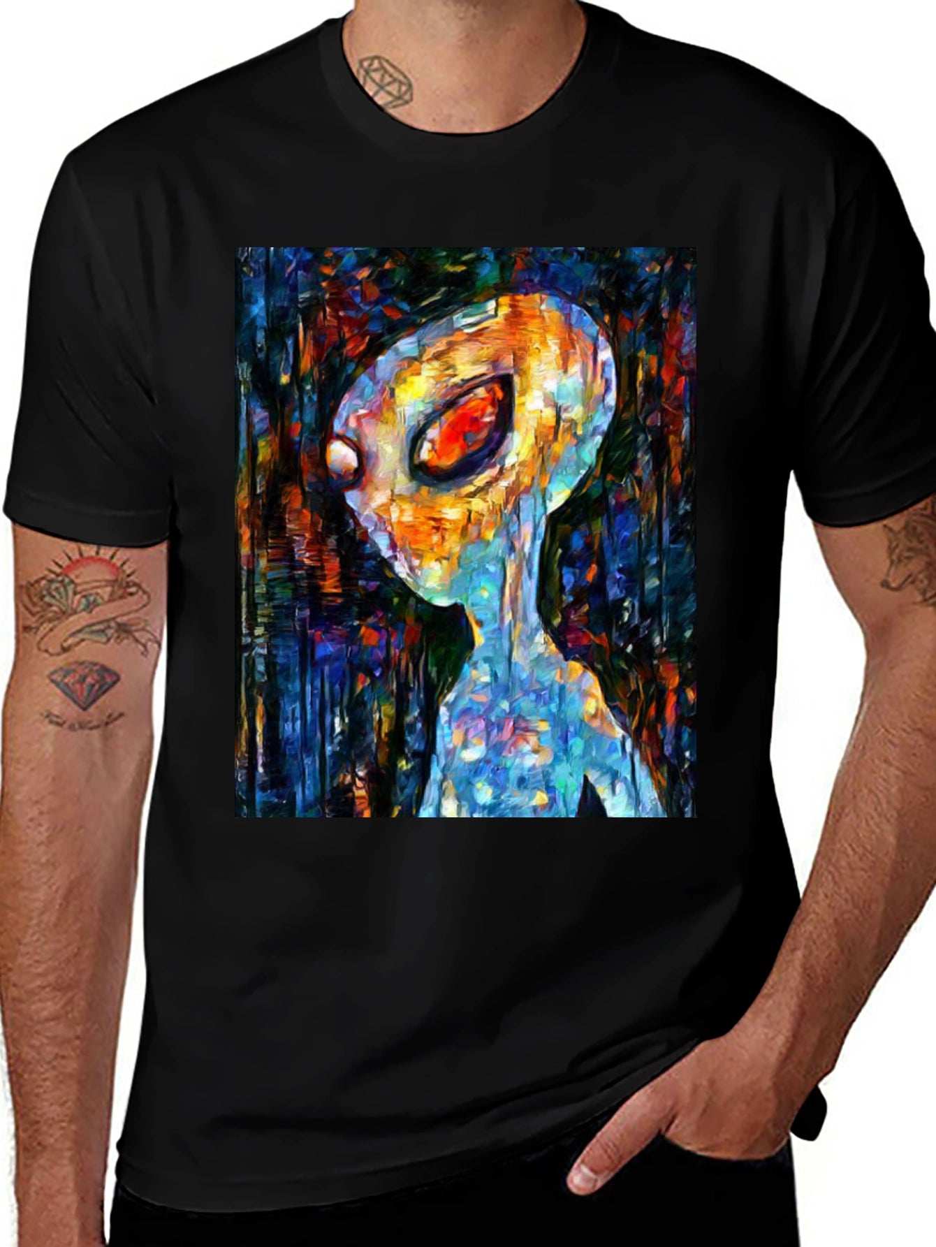 Abstract Alien Art T-Shirt - Black