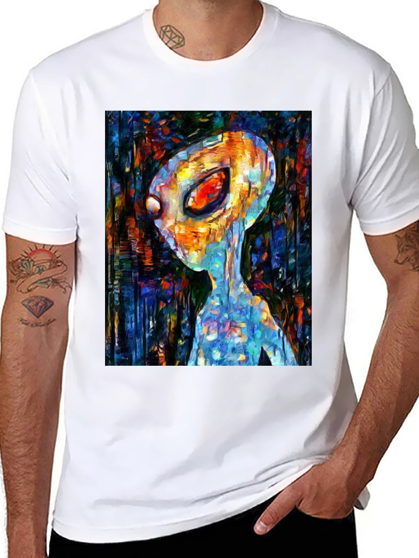 Abstract Alien Art T-Shirt - Black