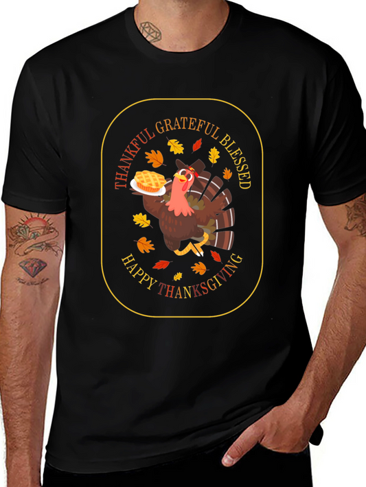 Thanksgiving Turkey T-Shirt: Grateful Blessed Happy
