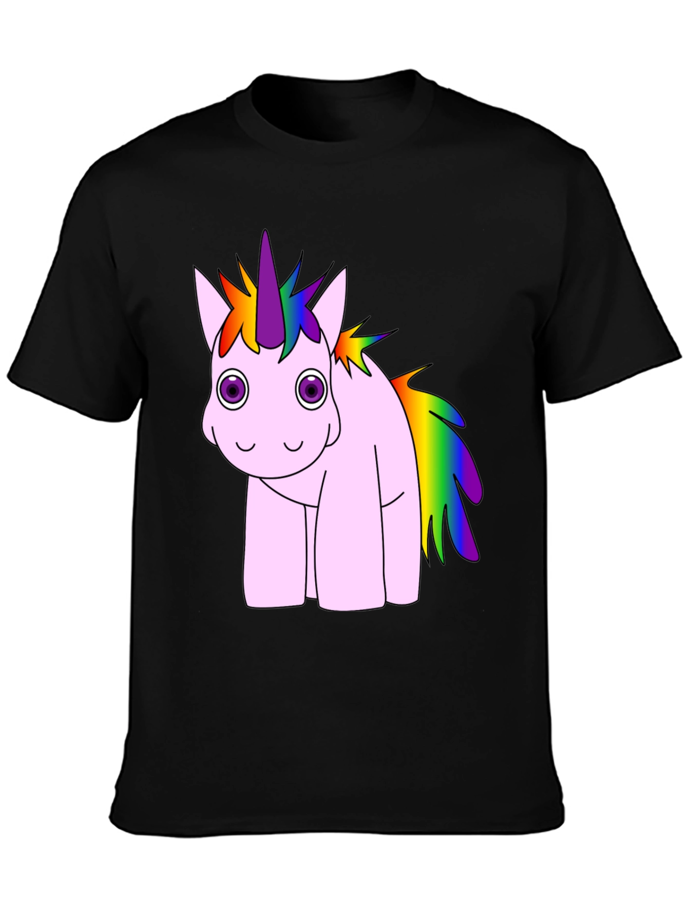 Rainbow Unicorn Black T-Shirt