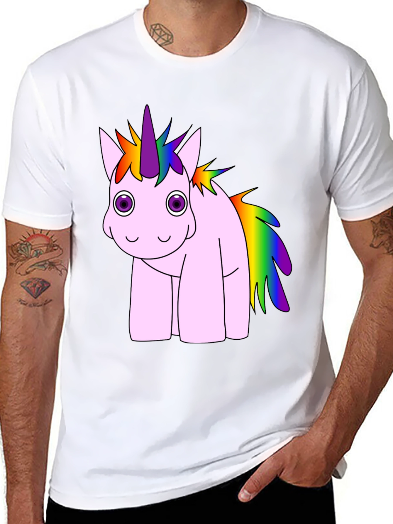 Rainbow Unicorn Black T-Shirt