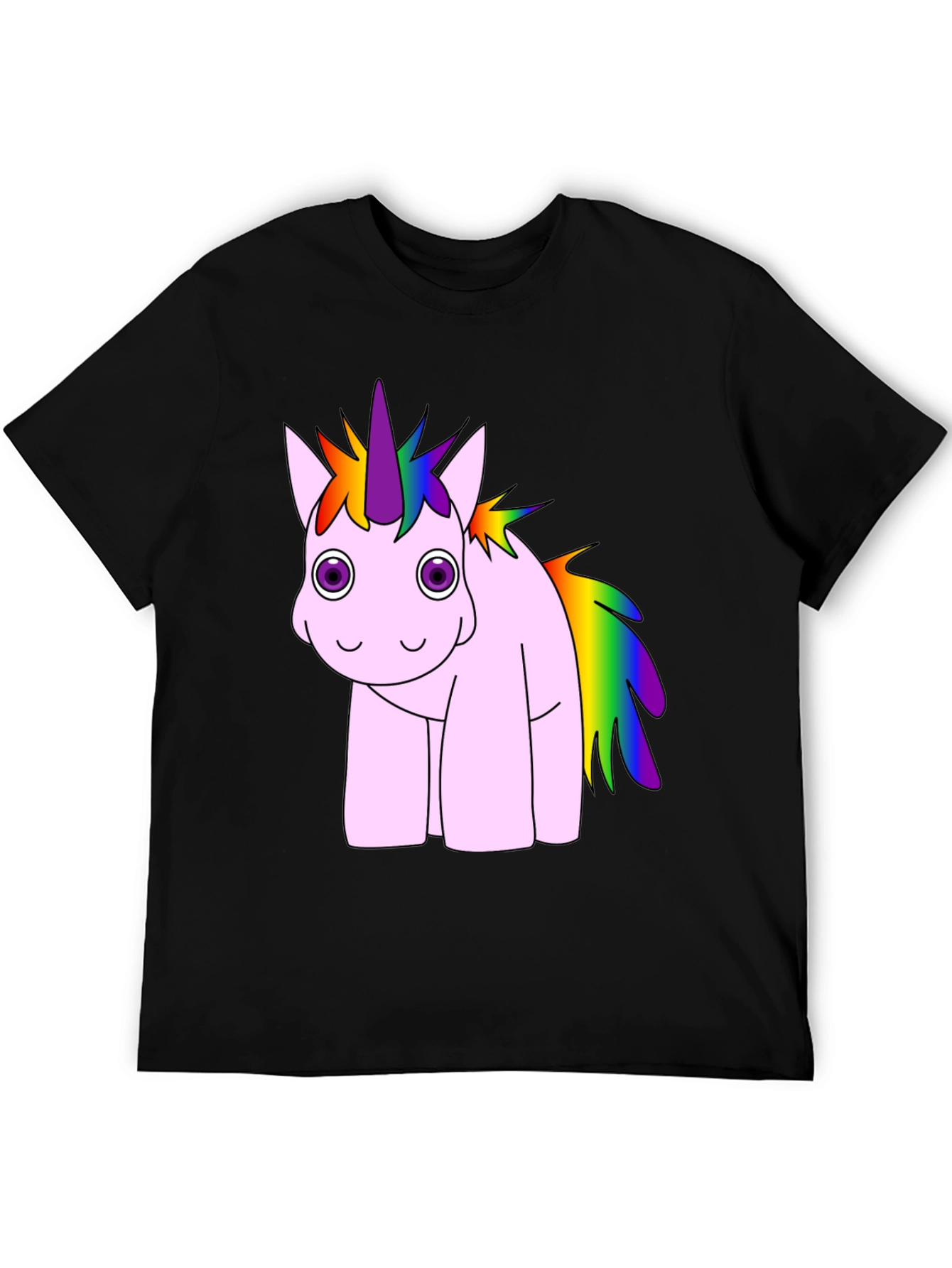 Rainbow Unicorn Black T-Shirt