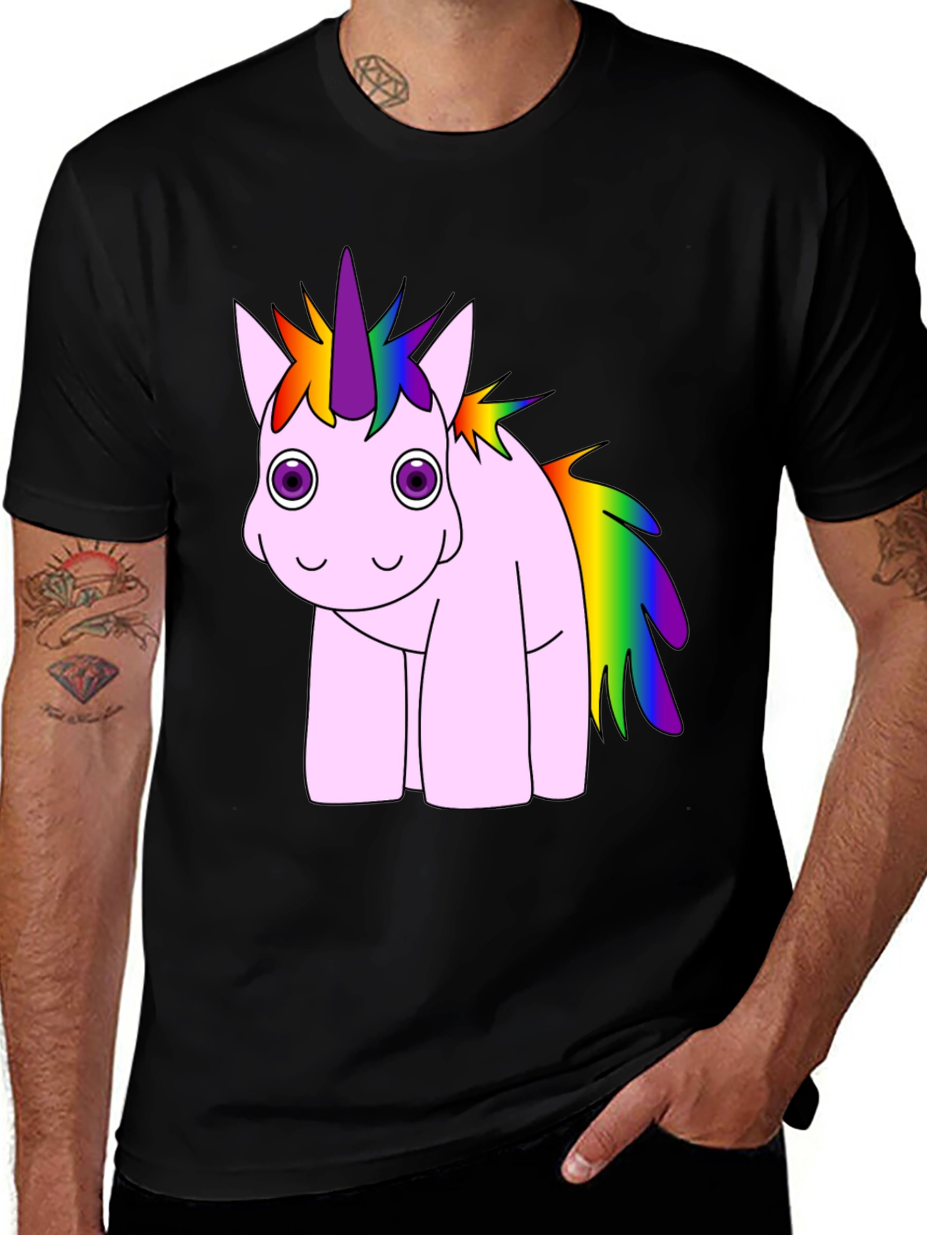 Rainbow Unicorn Black T-Shirt