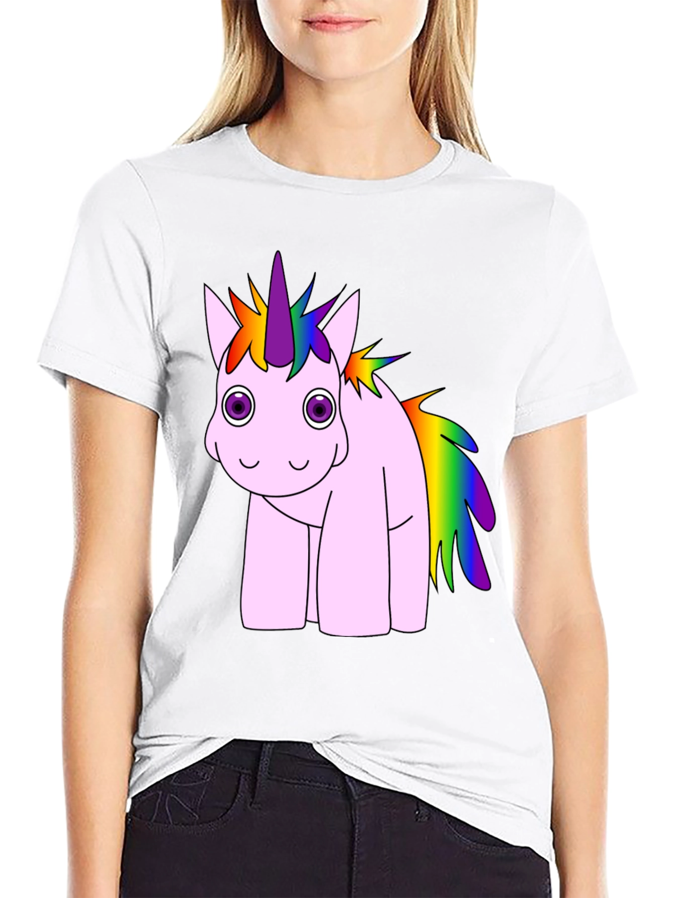 Rainbow Unicorn Black T-Shirt