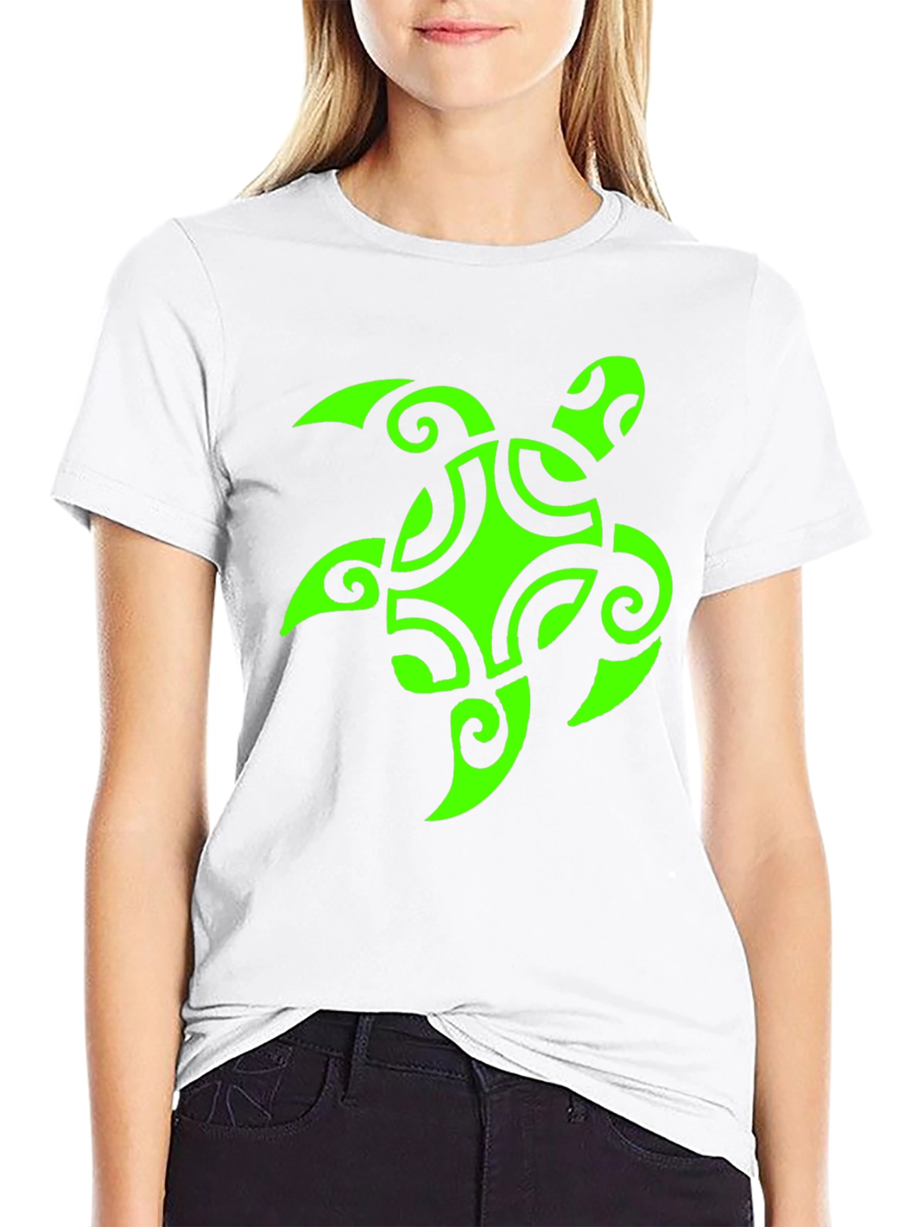 Mens Black T-Shirt with Green Turtle Graphic