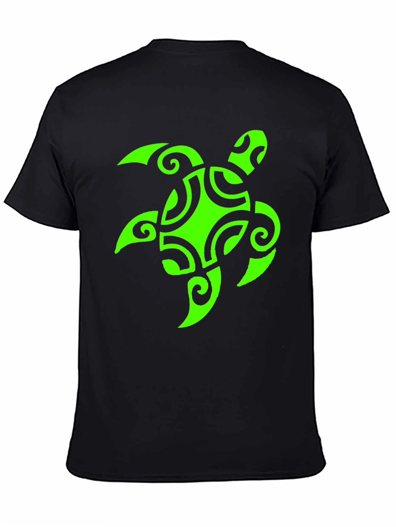 Mens Black T-Shirt with Green Turtle Graphic