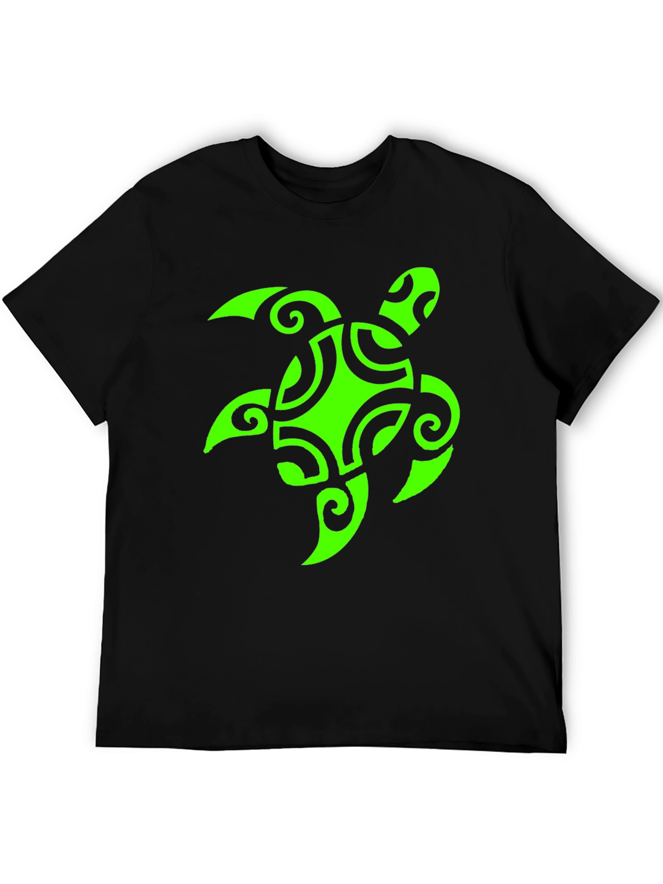 Mens Black T-Shirt with Green Turtle Graphic