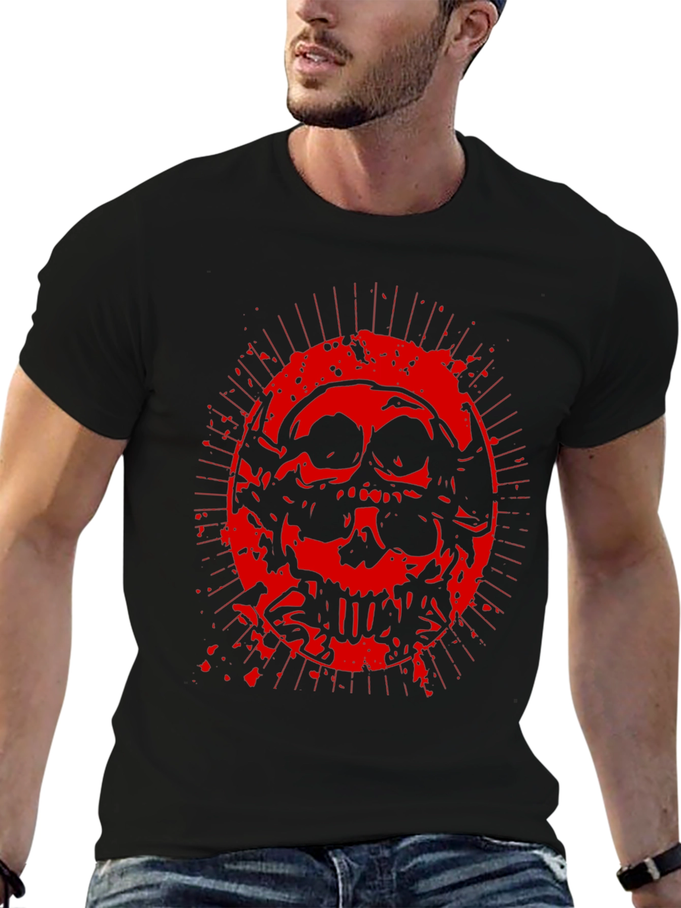 Skull Graphic Print Crew Neck T-Shirt