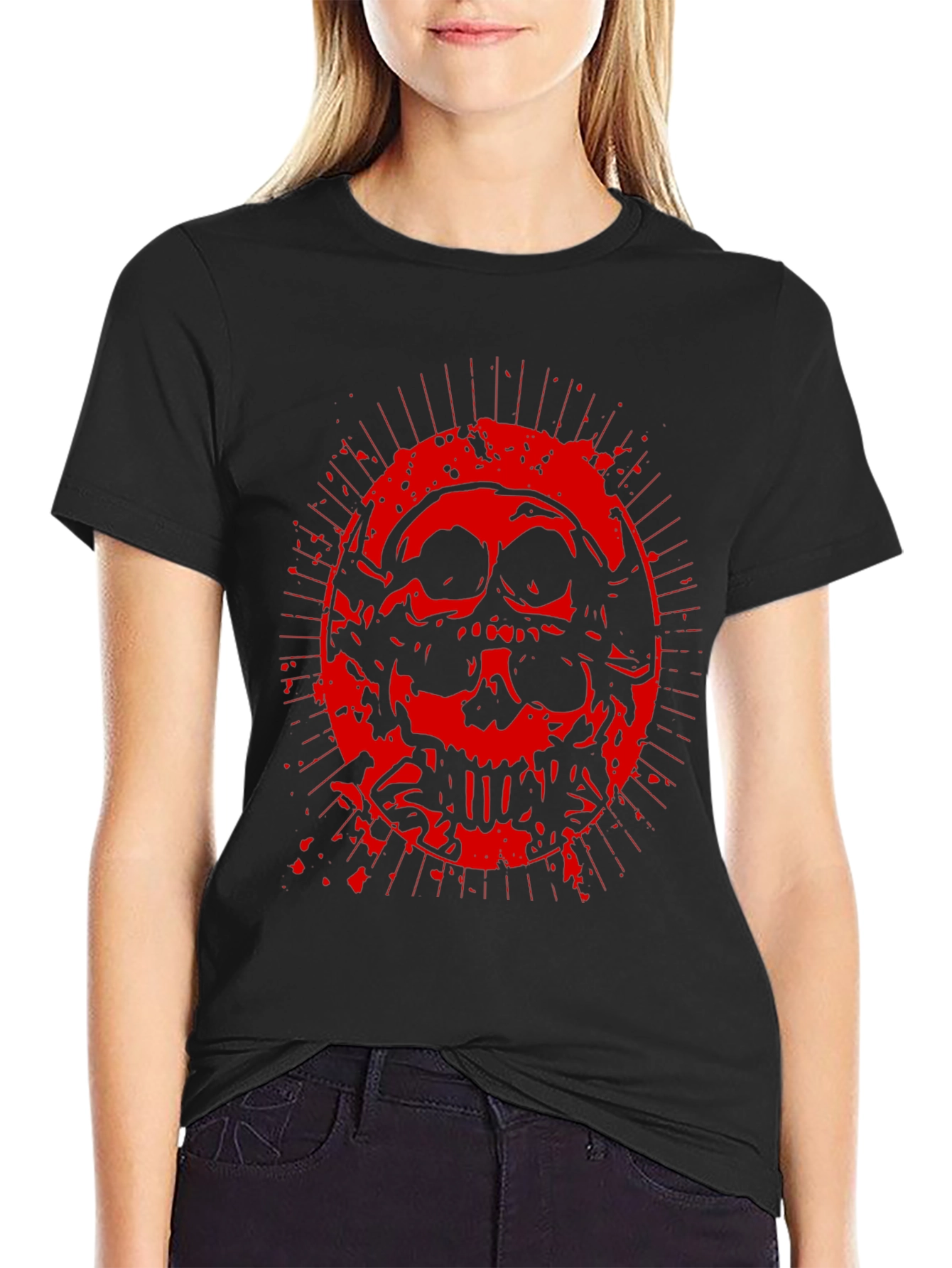 Skull Graphic Print Crew Neck T-Shirt