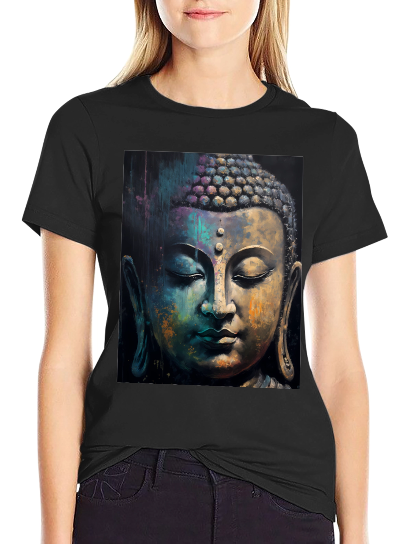 Buddha Art Graphic Black T-Shirt