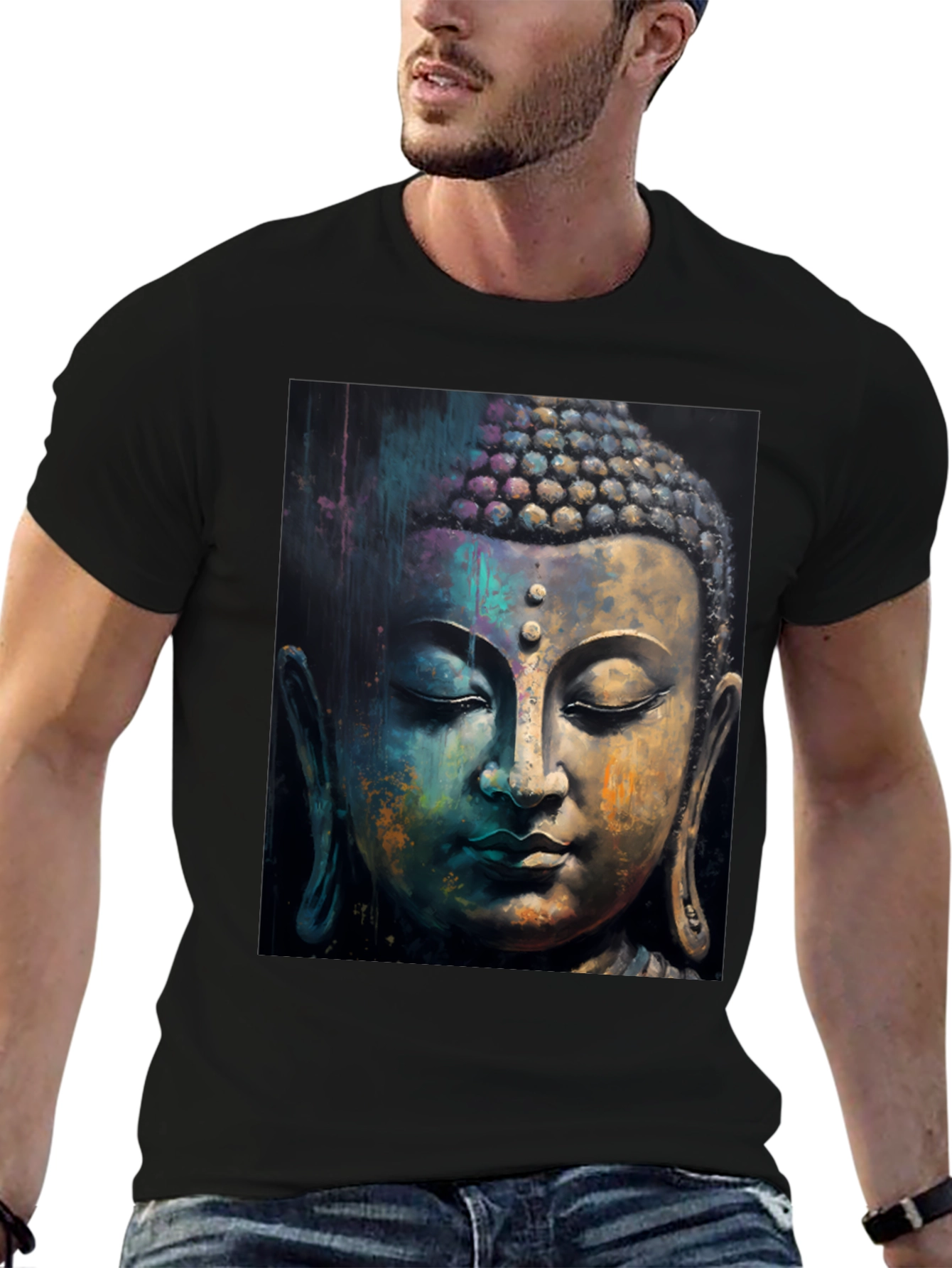 Buddha Art Graphic Black T-Shirt