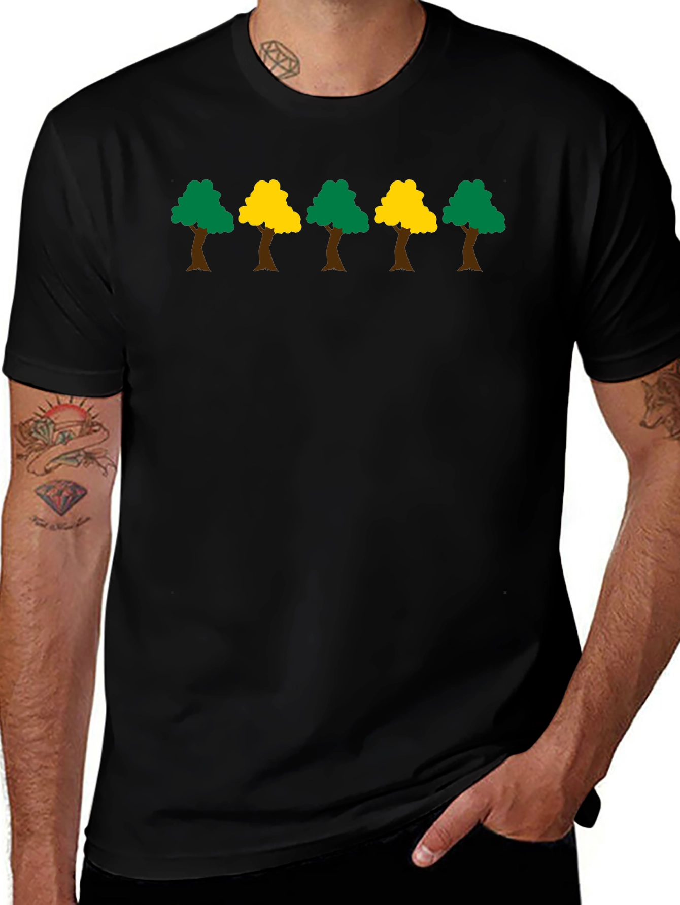 Trendy Tree Graphic Black T-Shirt