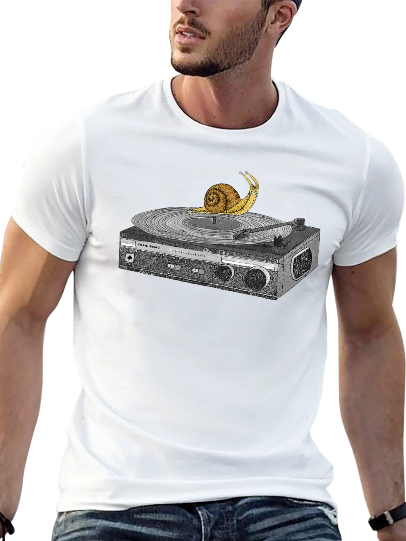 Snail Turntable Graphic Tee - Unique Music Lovers Shirt