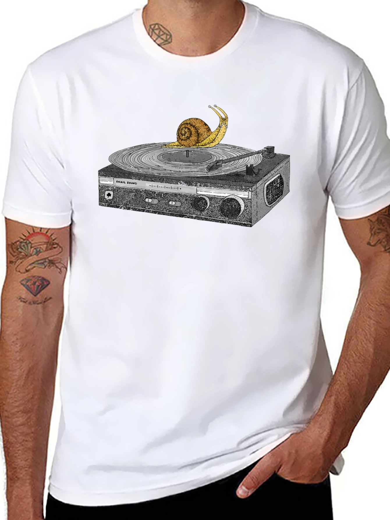 Snail Turntable Graphic Tee - Unique Music Lovers Shirt