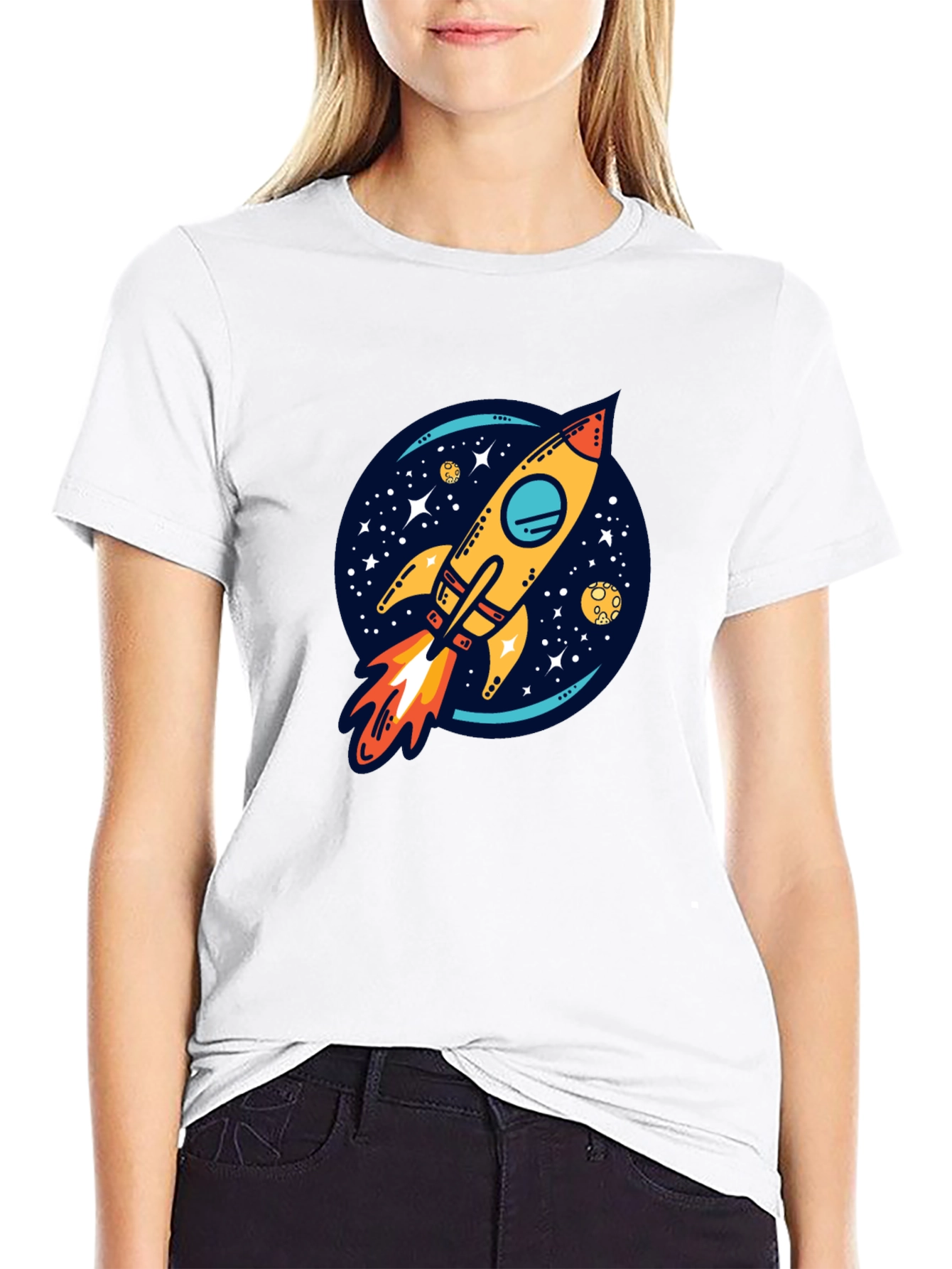 Rocket Launch Graphic Tee - Black Cotton Comfort