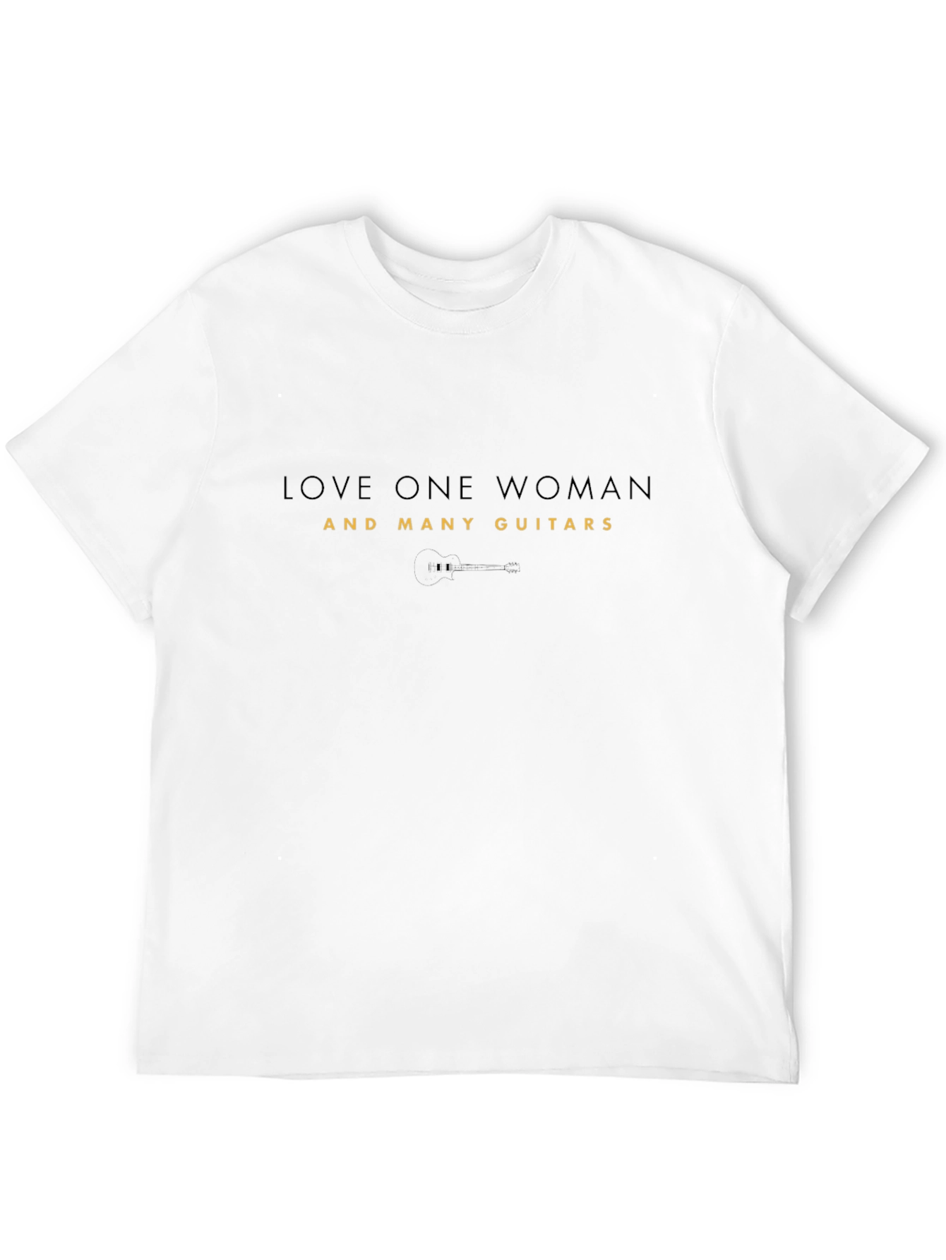 Love One Woman and Many Guitars Black Graphic T-Shirt