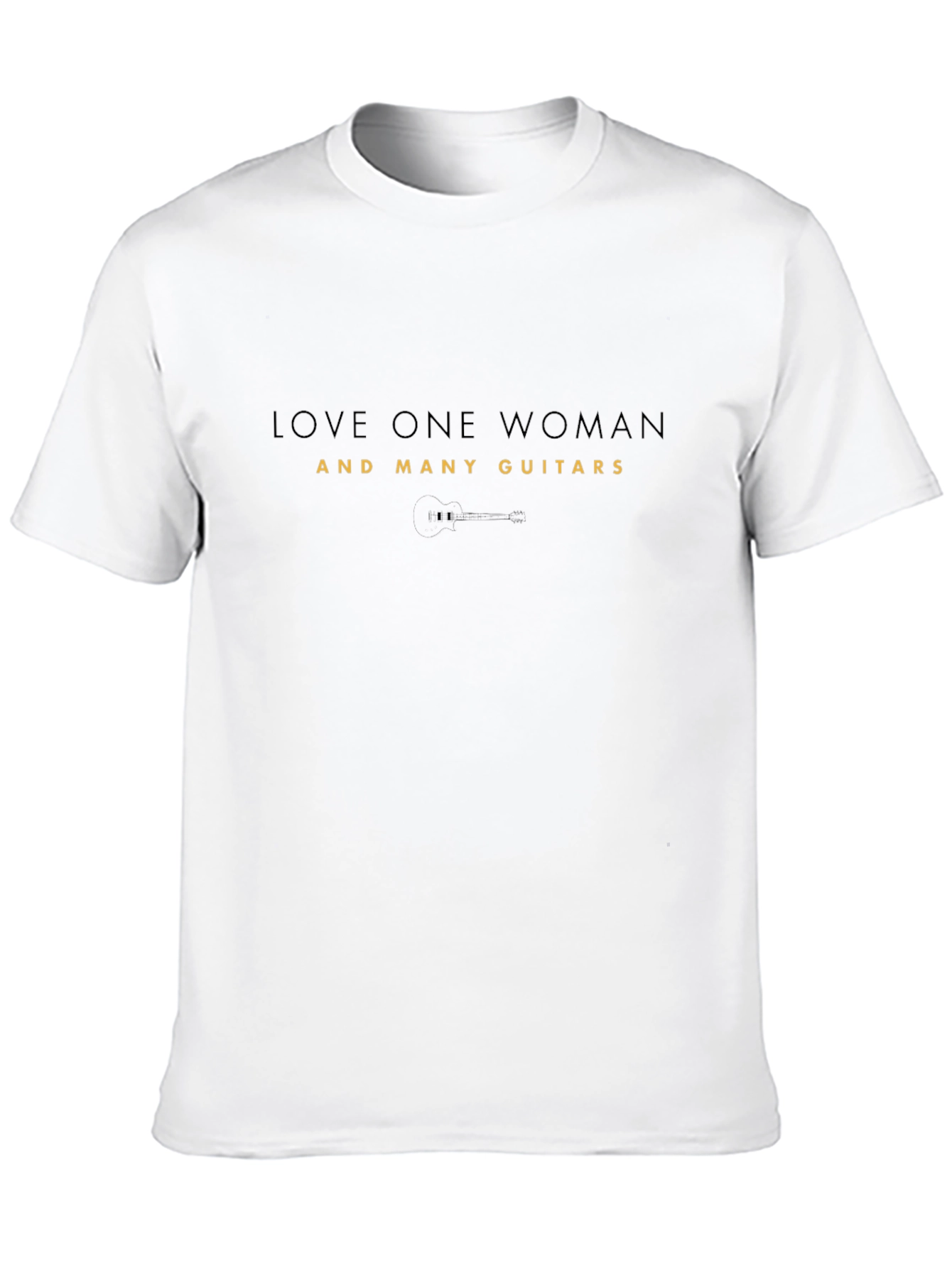 Love One Woman and Many Guitars Black Graphic T-Shirt