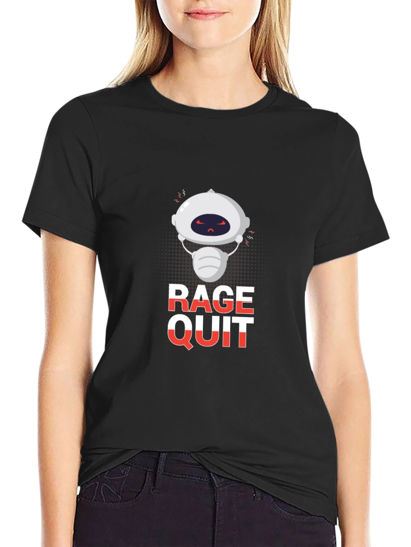 Rage Quit Robot Graphic Tee - Black